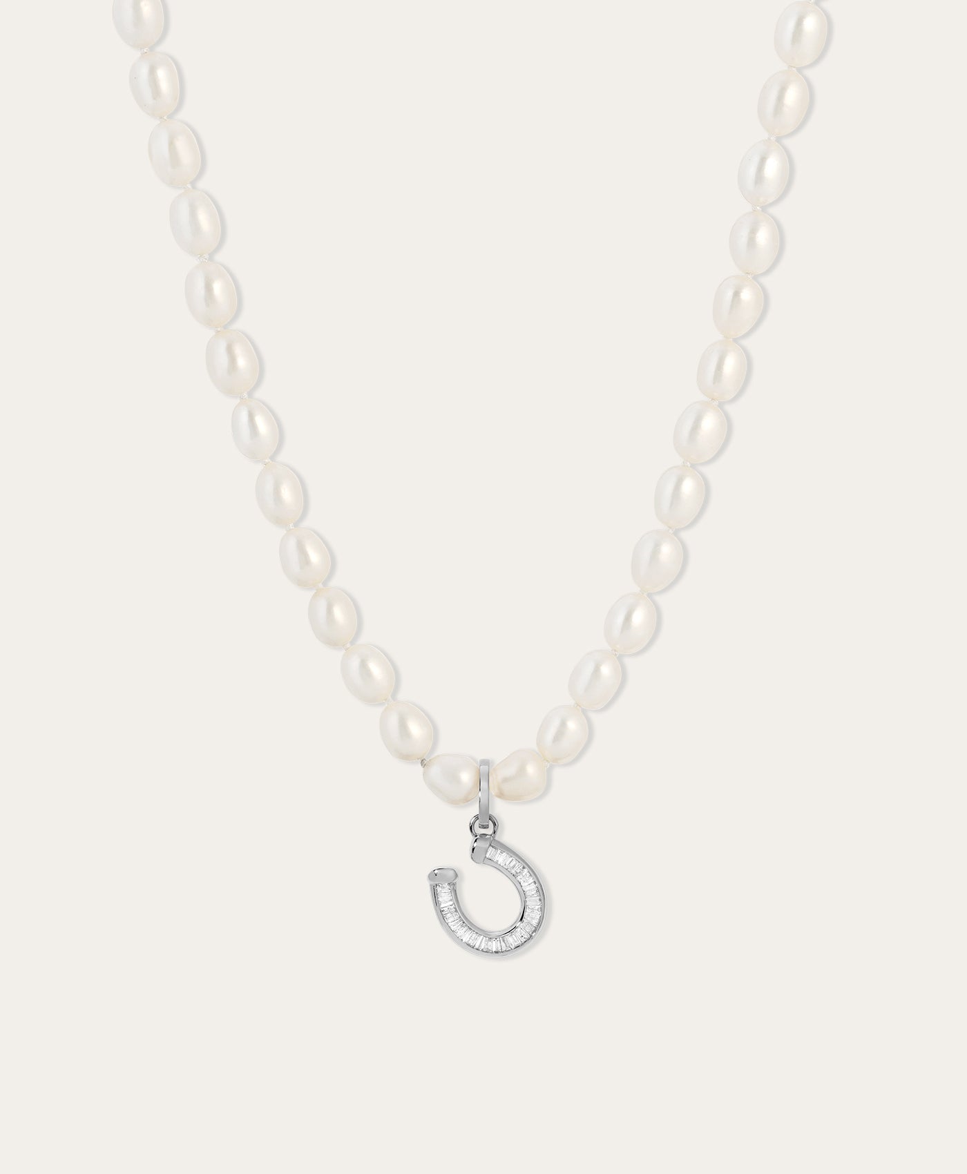 Baguette Horseshoe Hinged Charm in Sterling Silver