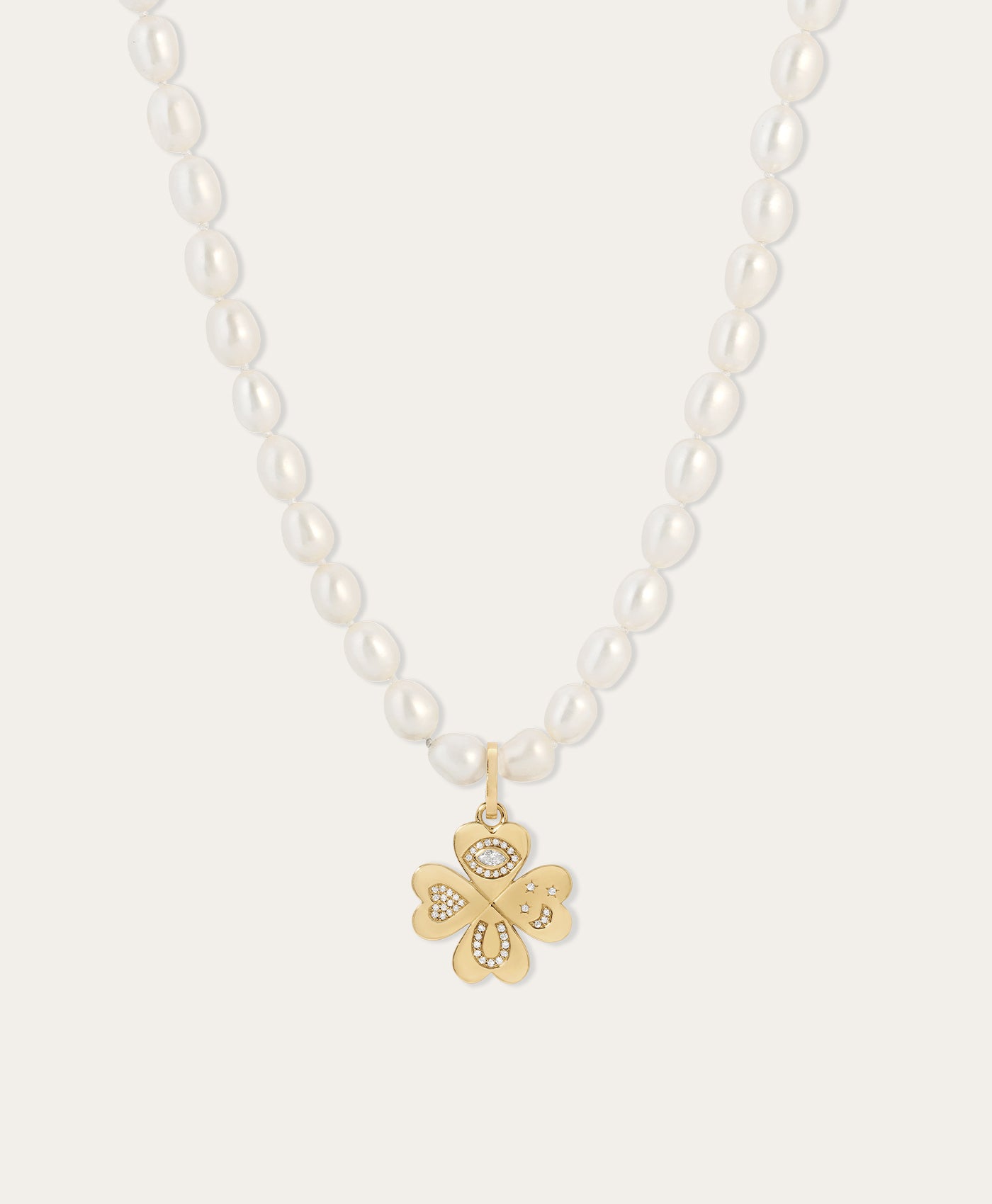 Good Luck Diamond Clover Hinged Charm