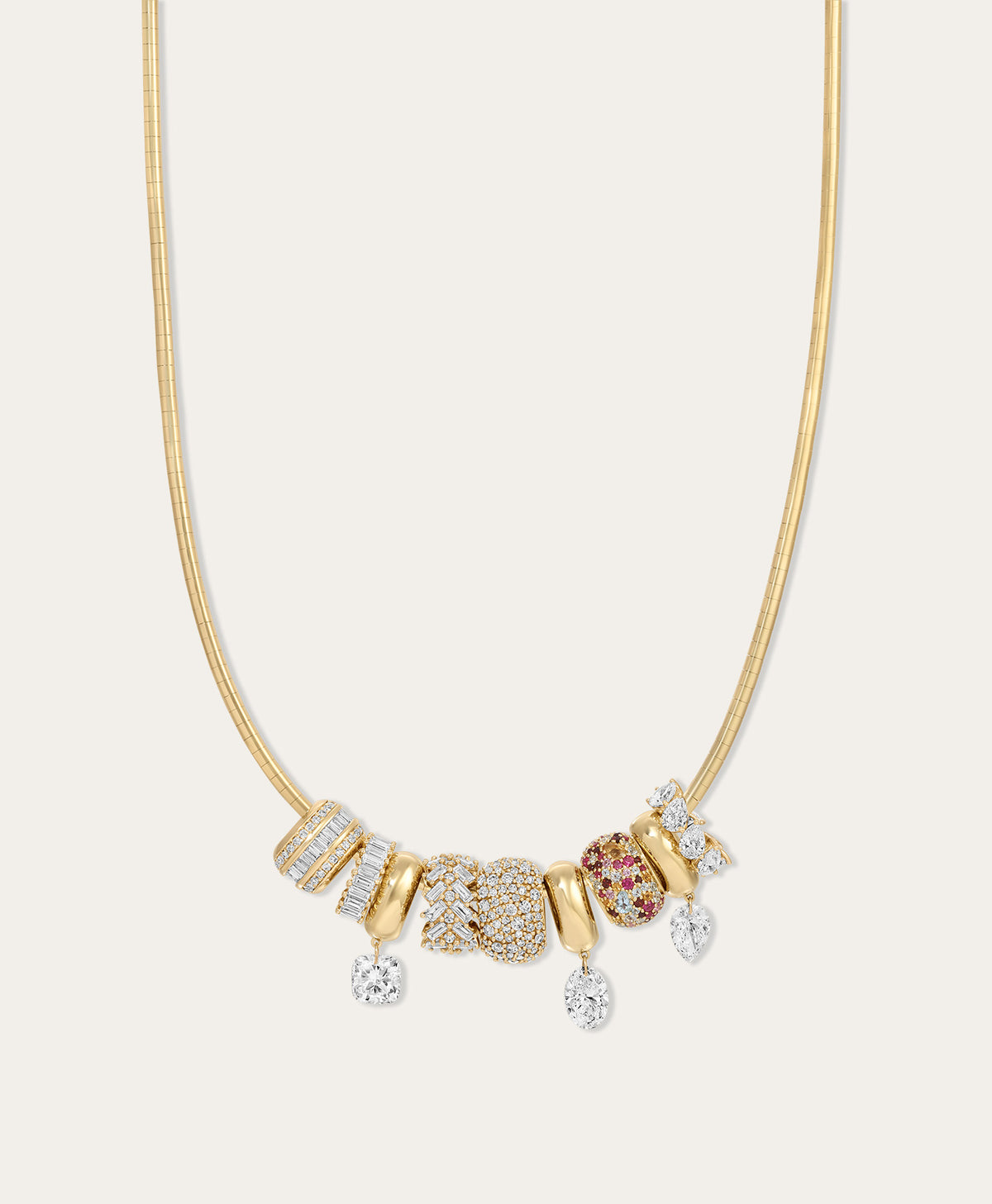 Decked Out Diamond Big Bead Necklace