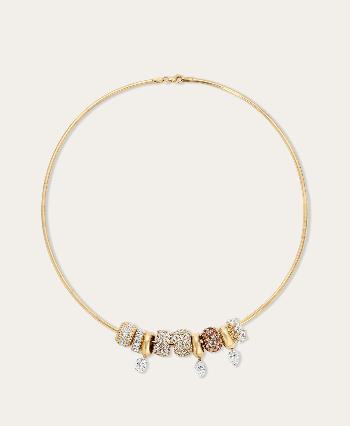 Decked Out Diamond Big Bead Necklace