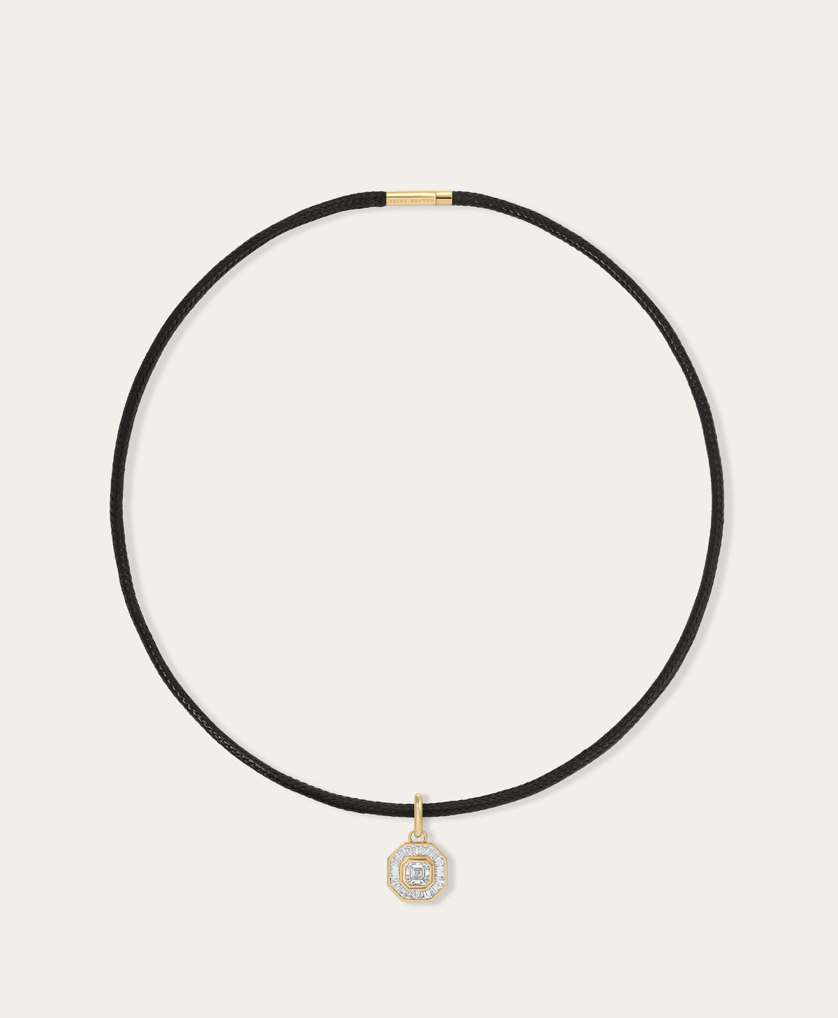 Deco Diamond Charm Cord Necklace