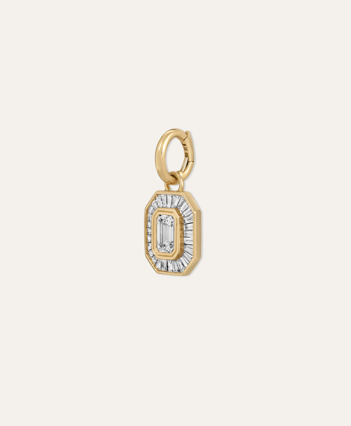 Deco Diamond Emerald Cut Hinged Charm