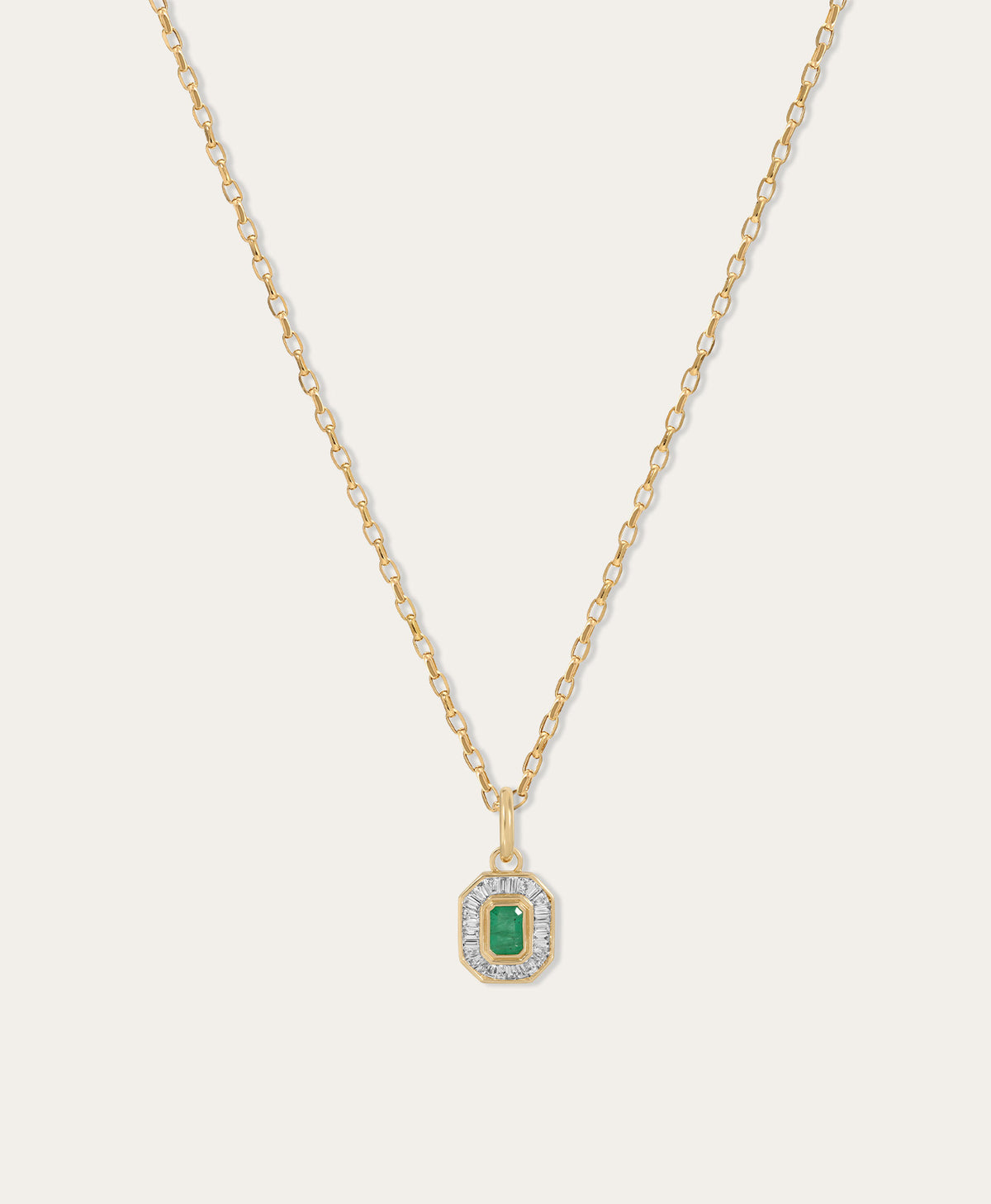 Deco Diamond + Emerald Gemstone Hinged Charm