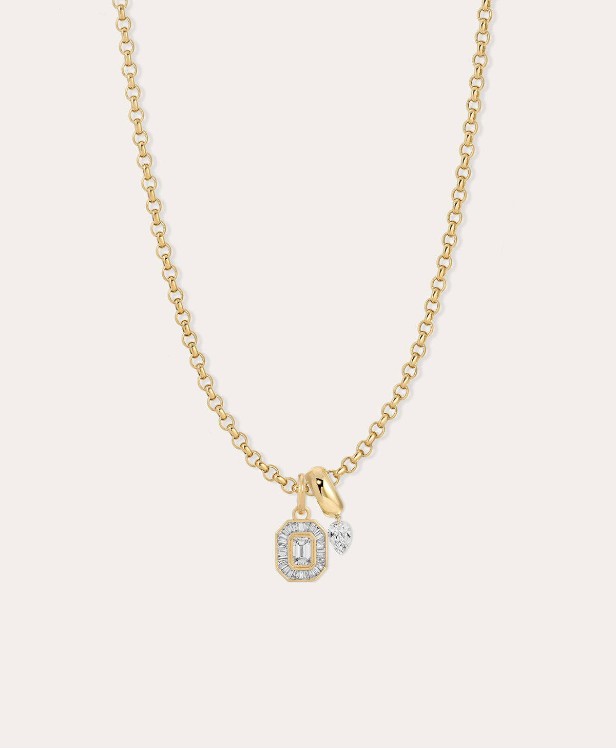 Deco Diamond Drop Charm Necklace