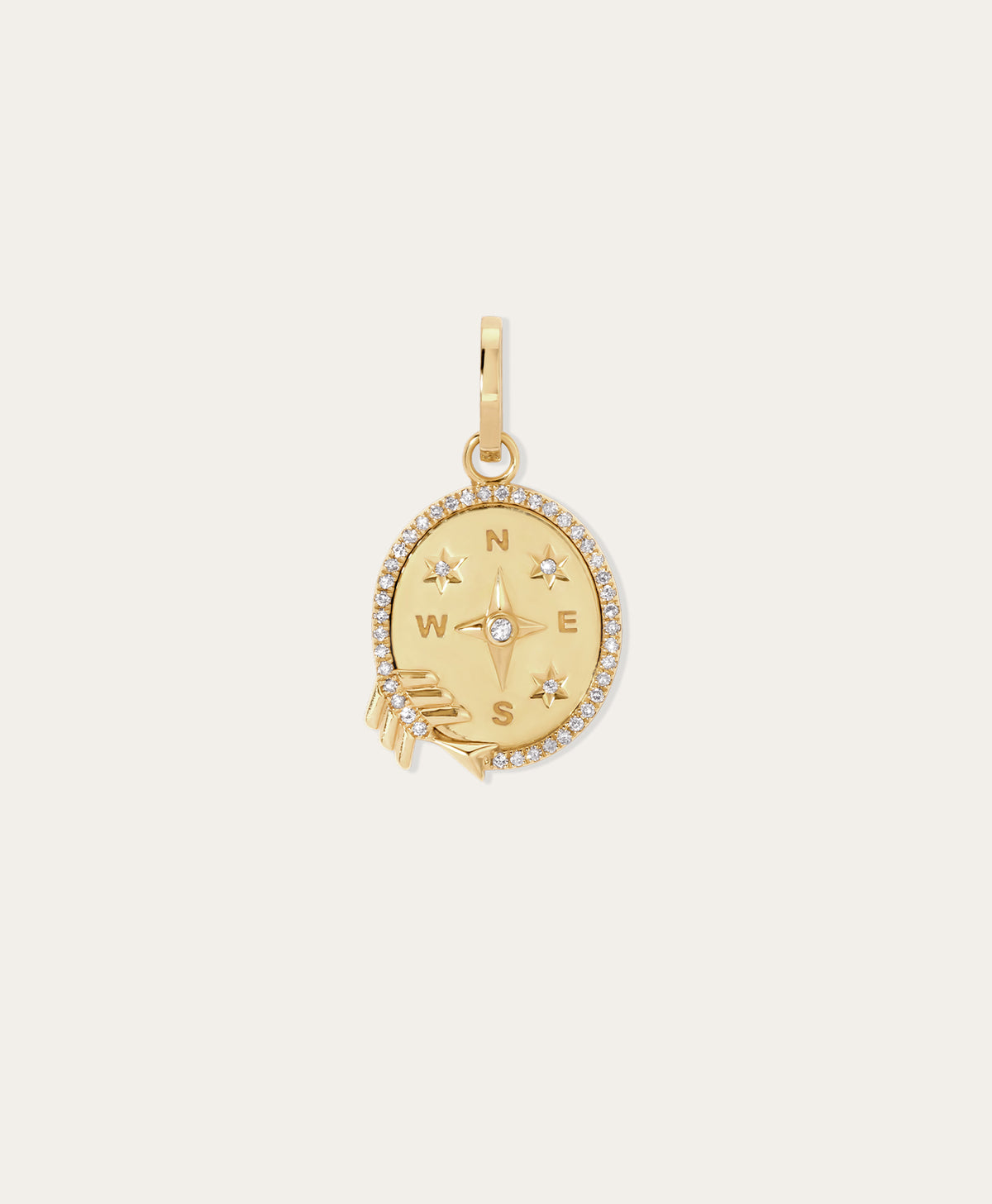 Diamond Arrow Compass Hinged Charm