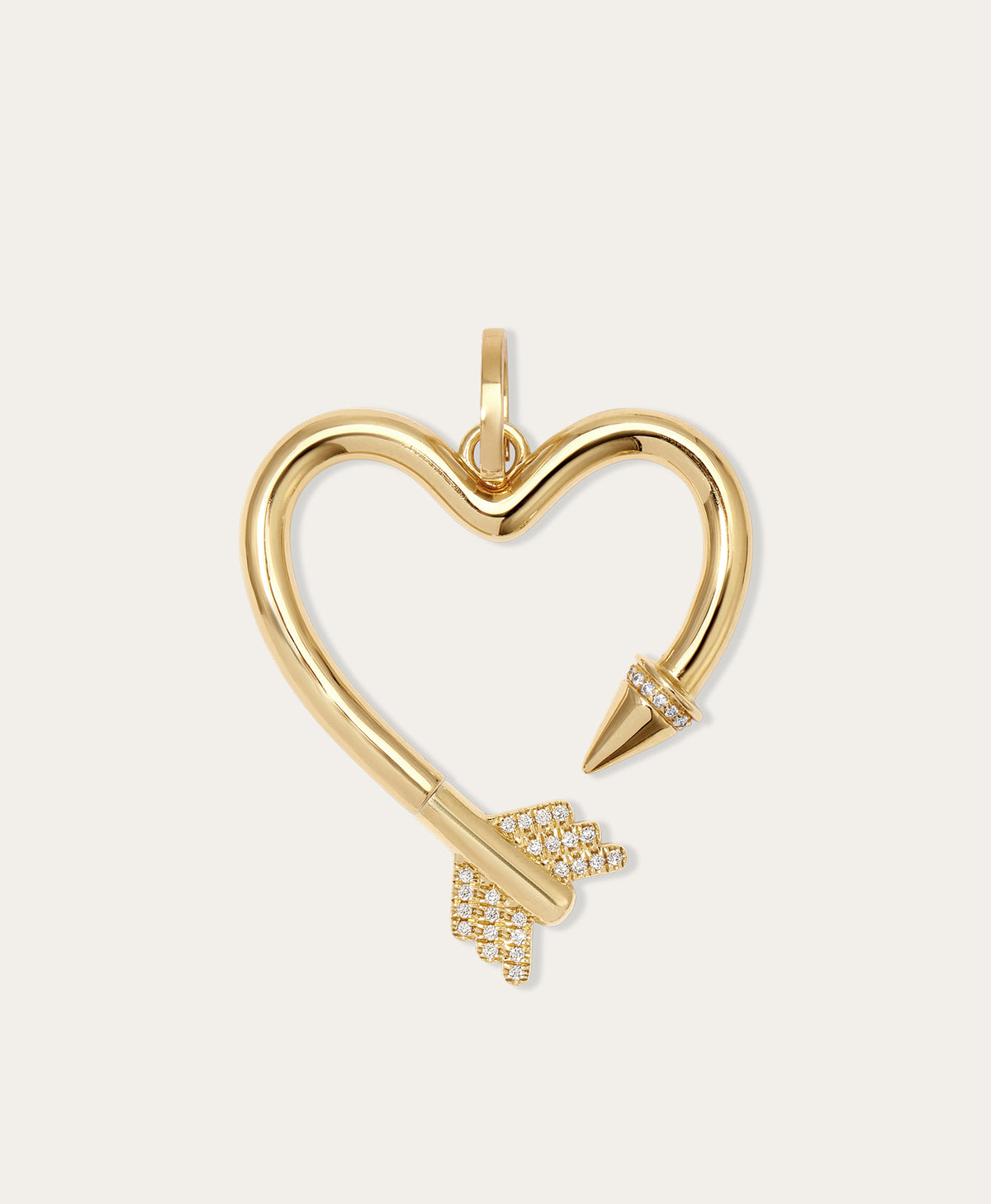 Diamond Arrow Heart Hinged Charm for Big Beads