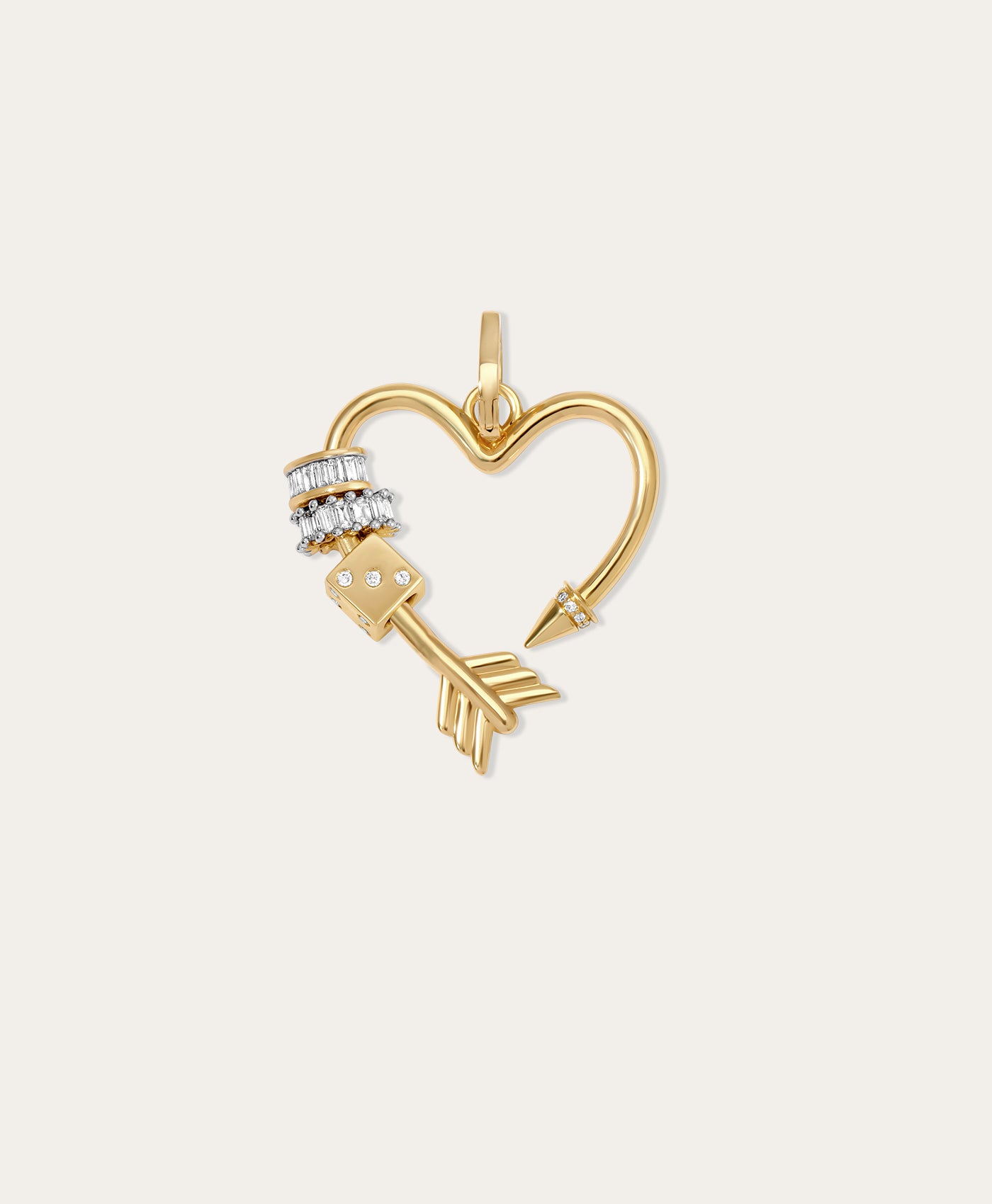 Diamond Arrow Heart Hinged Charm for Mini Beads