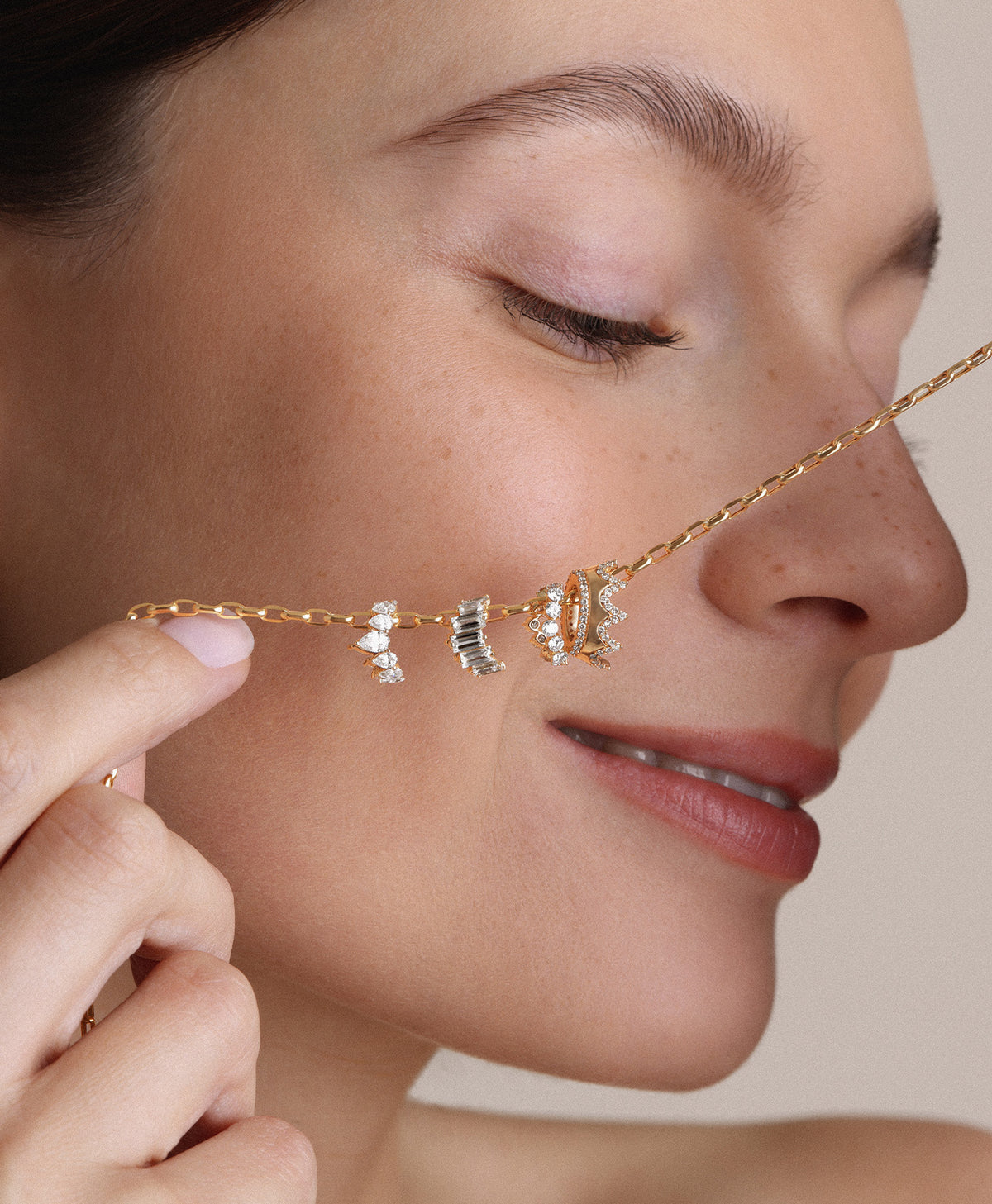 Diamond Baguette Tiara Big Bead