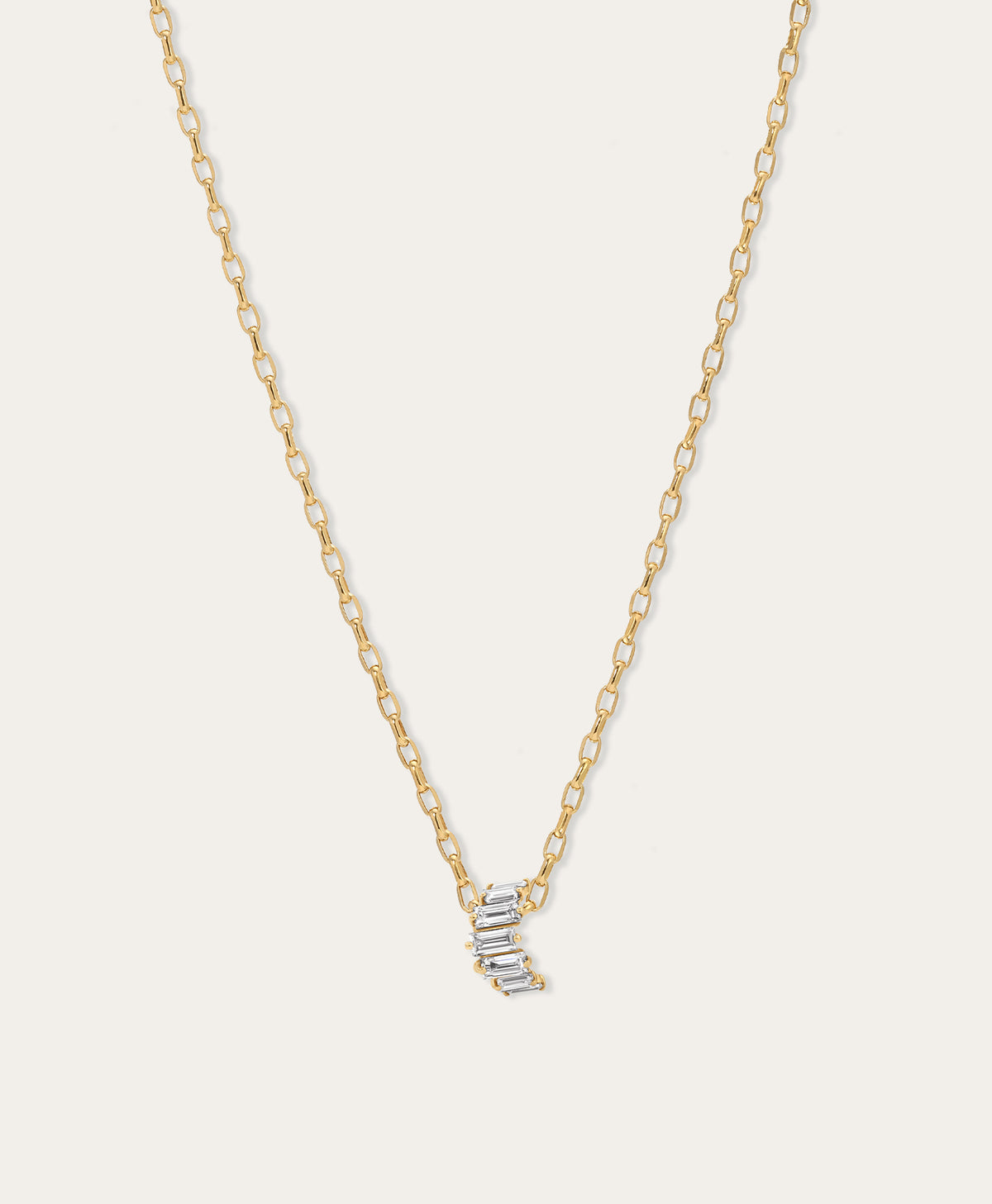 Diamond Baguette Tiara Big Bead Necklace