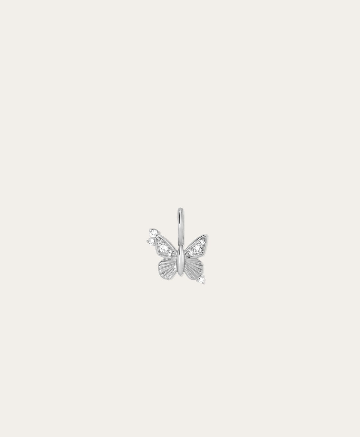 Diamond Butterfly Mini Charm in Sterling Silver