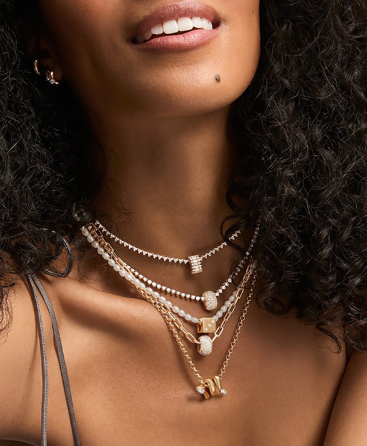 Chevron Baguette Big Bead Tennis Necklace