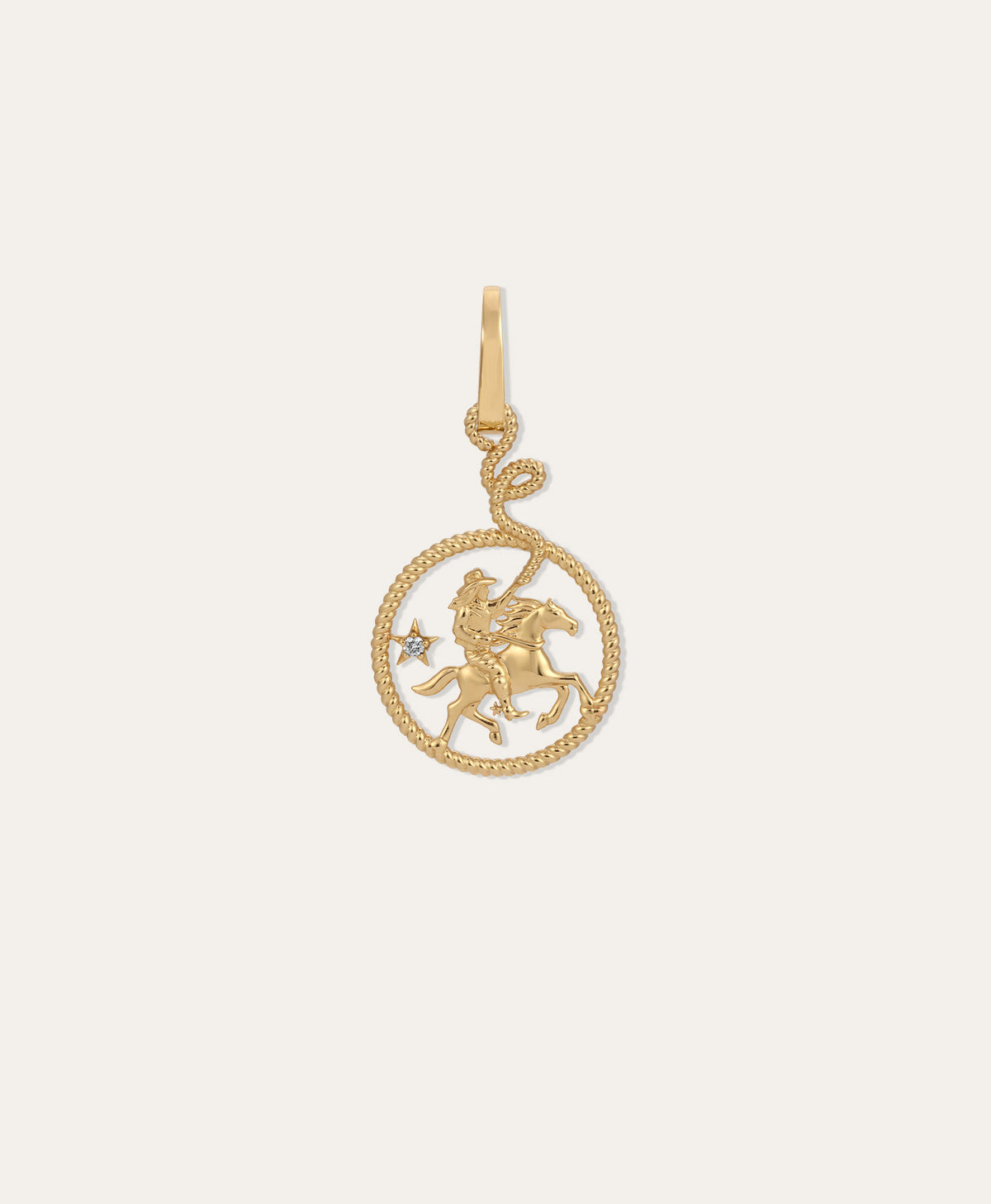 Diamond Cowgirl with Lasso Hinged Charm