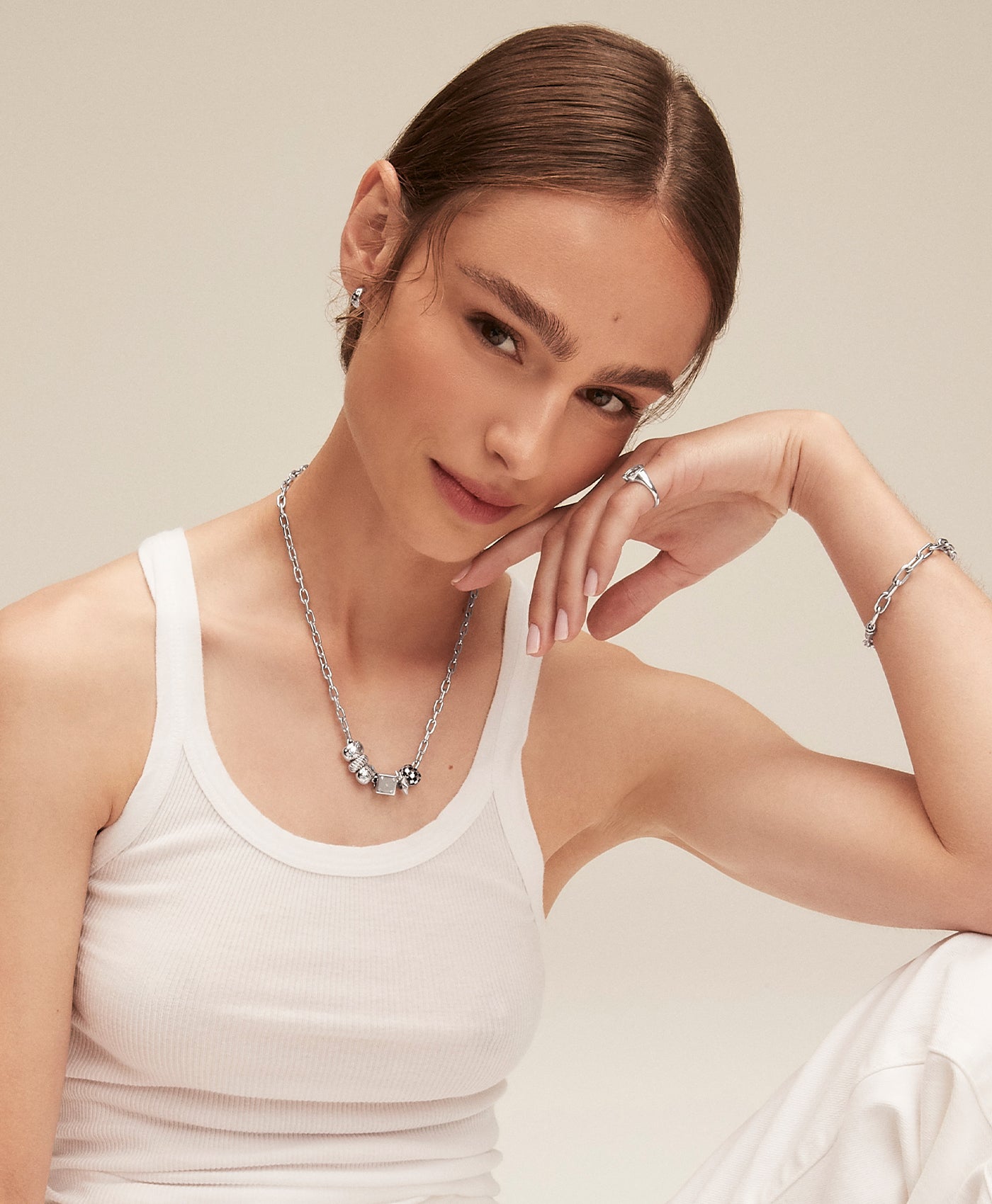 Silver Enamel Dice Big Bead in Sterling Silver