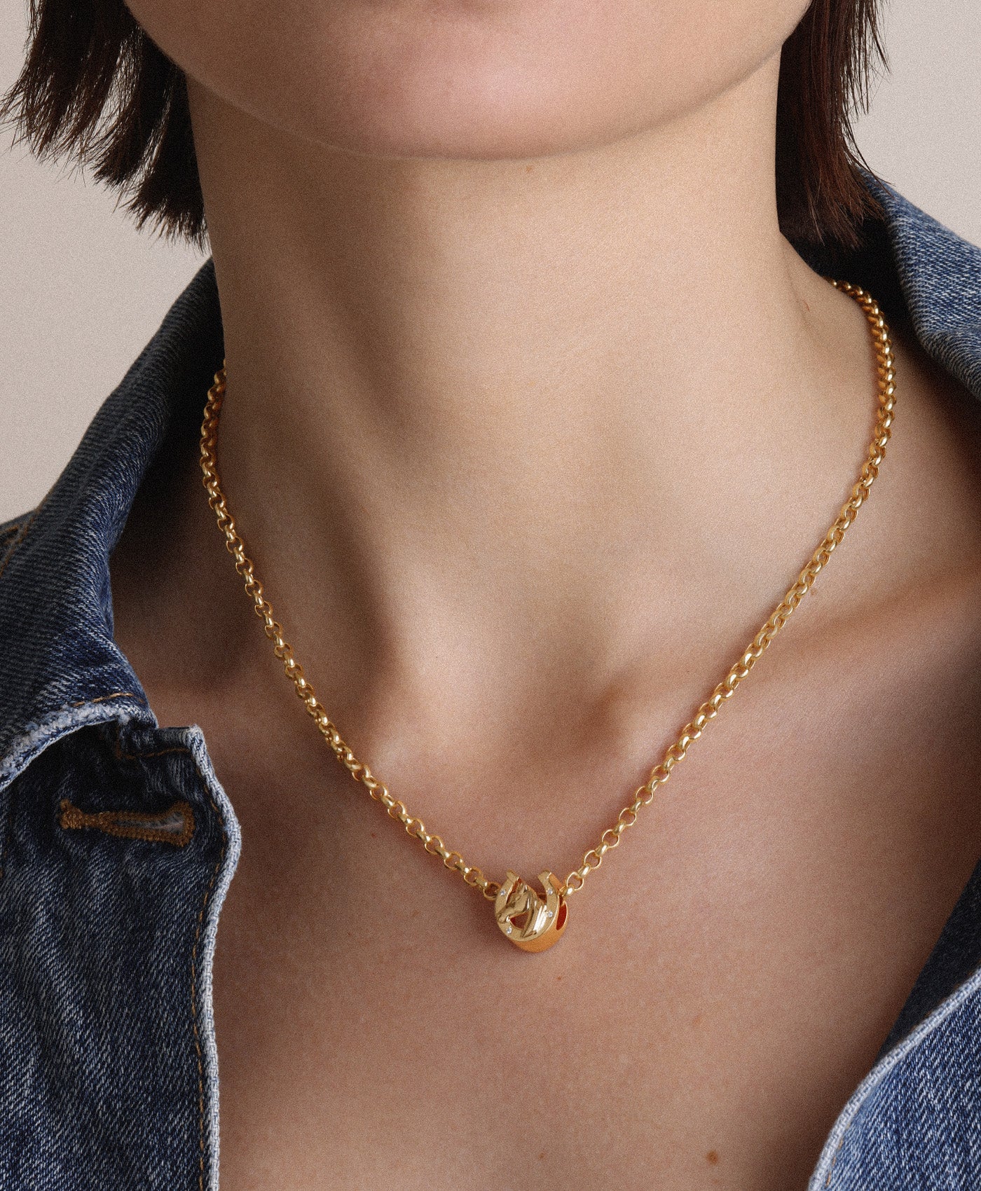 Diamond Horse Head Big Bead Necklace