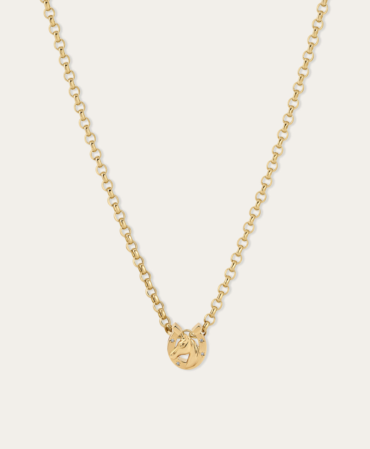 Diamond Horse Head Big Bead Necklace