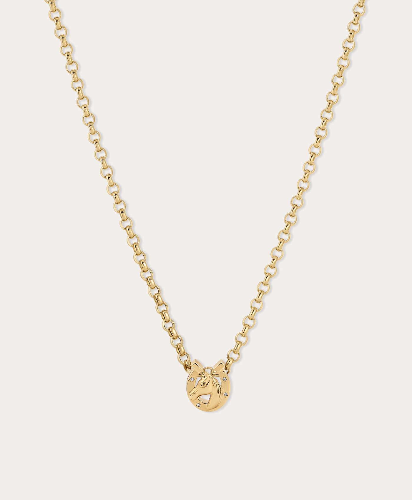 Diamond Horse Head Big Bead Necklace