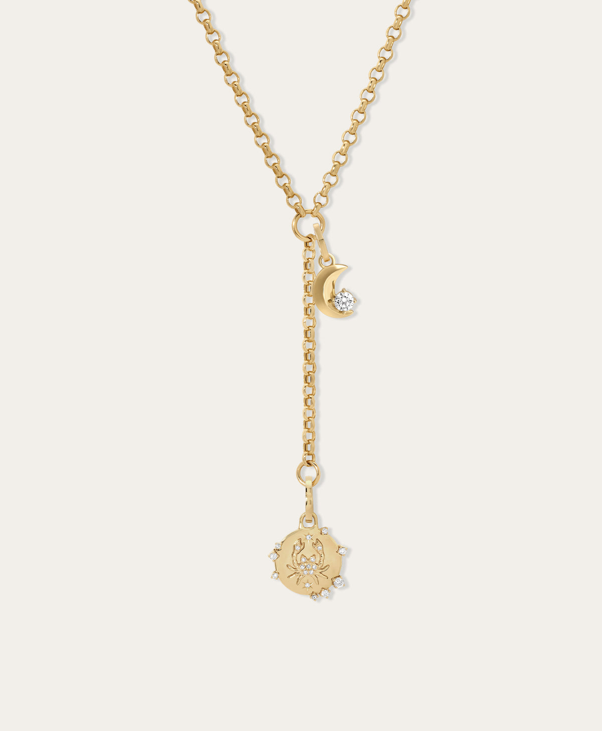 Moon and Star Signs Lariat Necklace