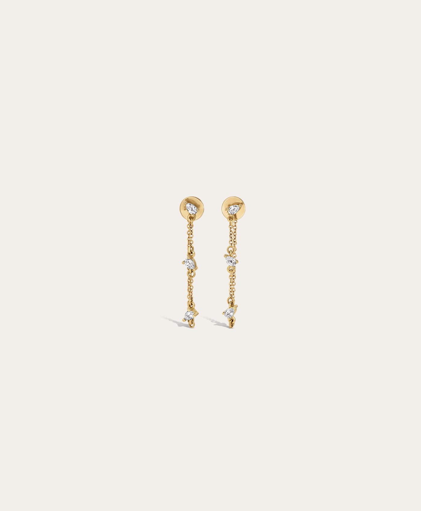 Diamond Pear Chain Drop Earrings