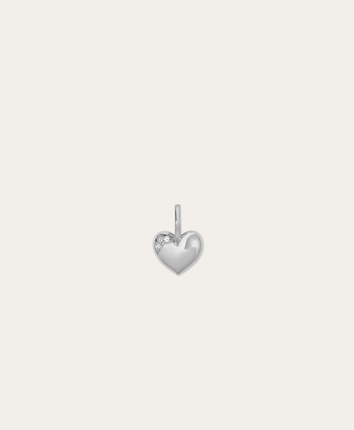 Diamond Puffy Heart Mini Charm in Sterling Silver