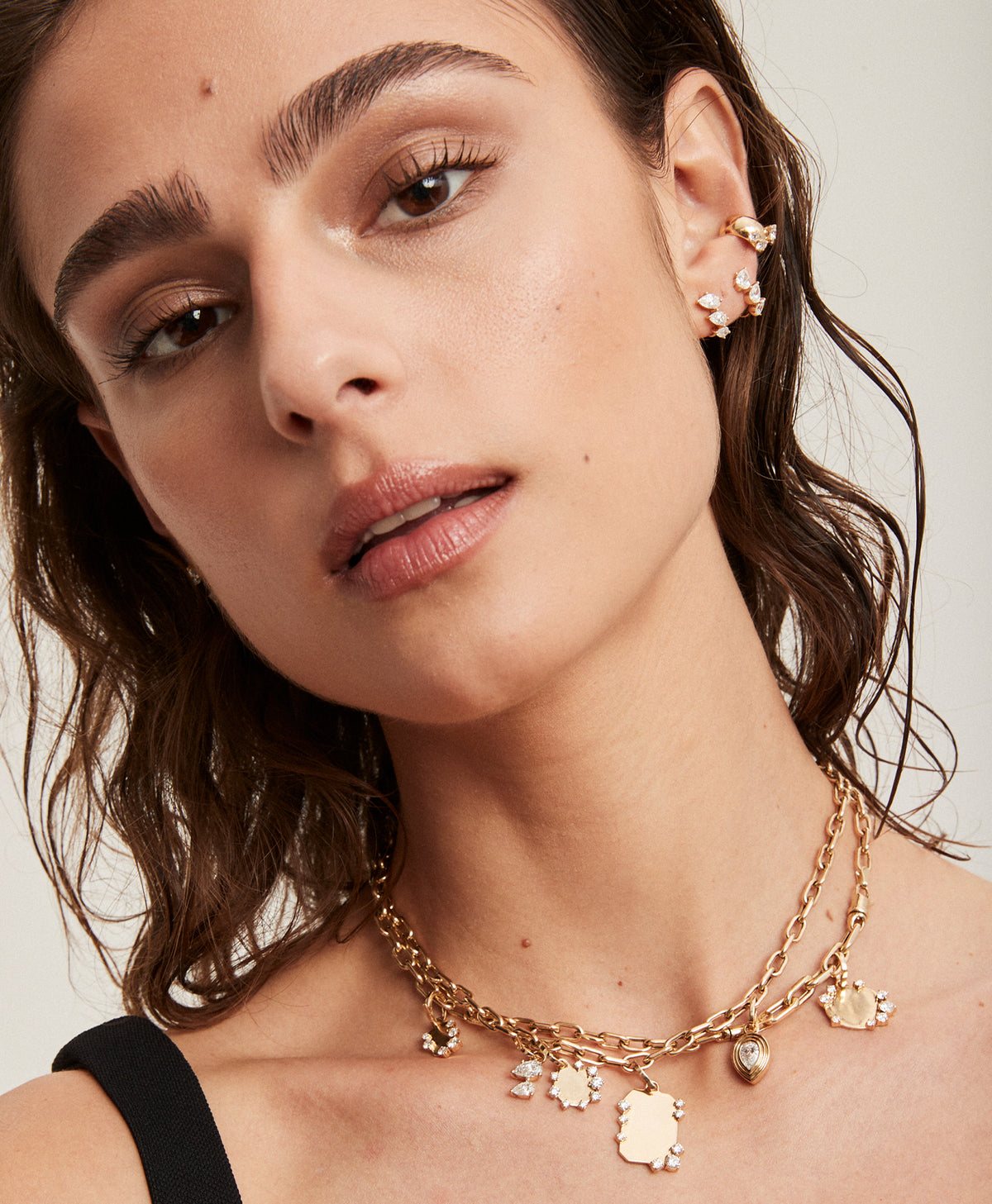 Diamond Round Dog Tag Hinged Charm - Lab Grown