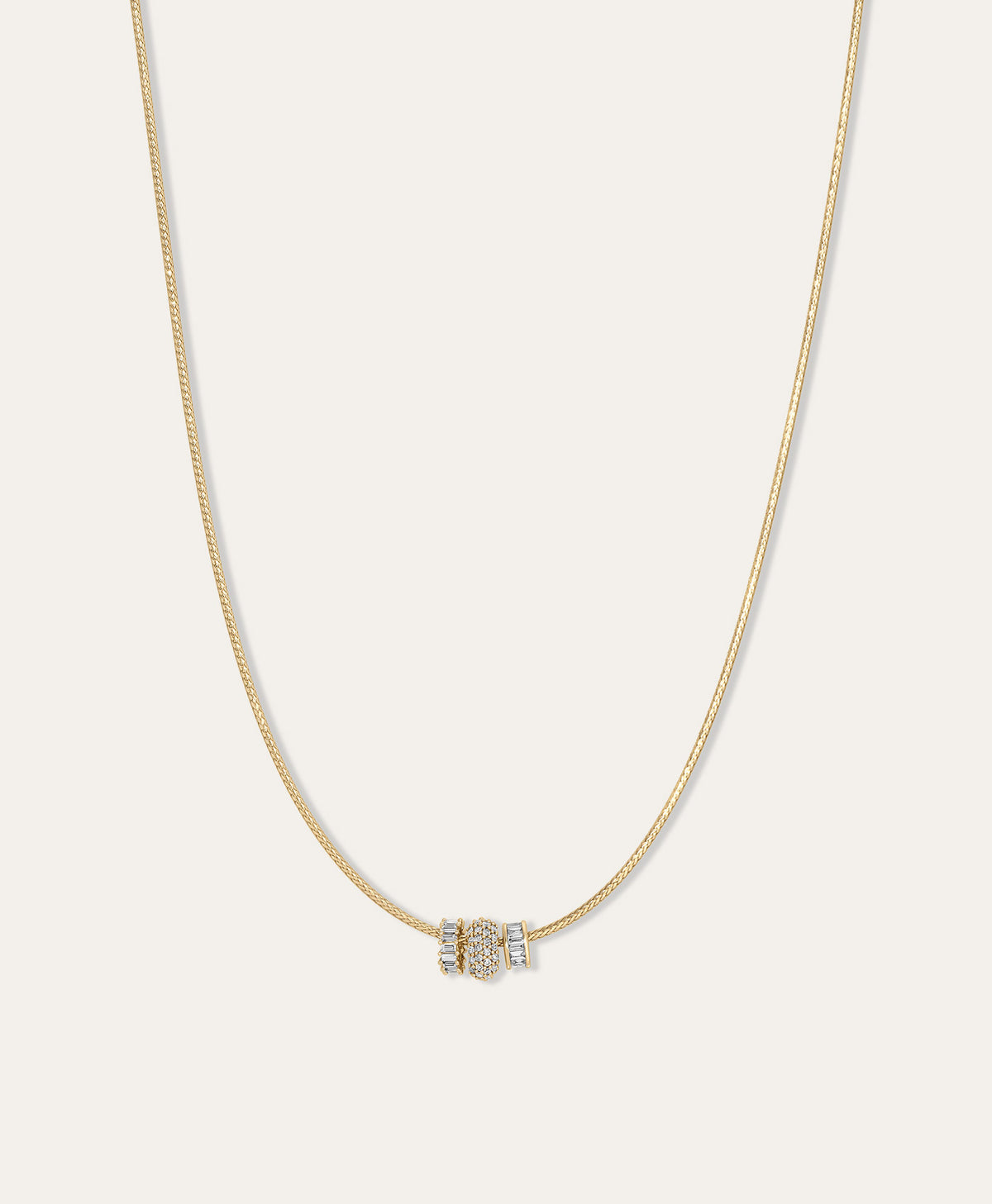 Diamond Trio Mini Bead Collar Necklace