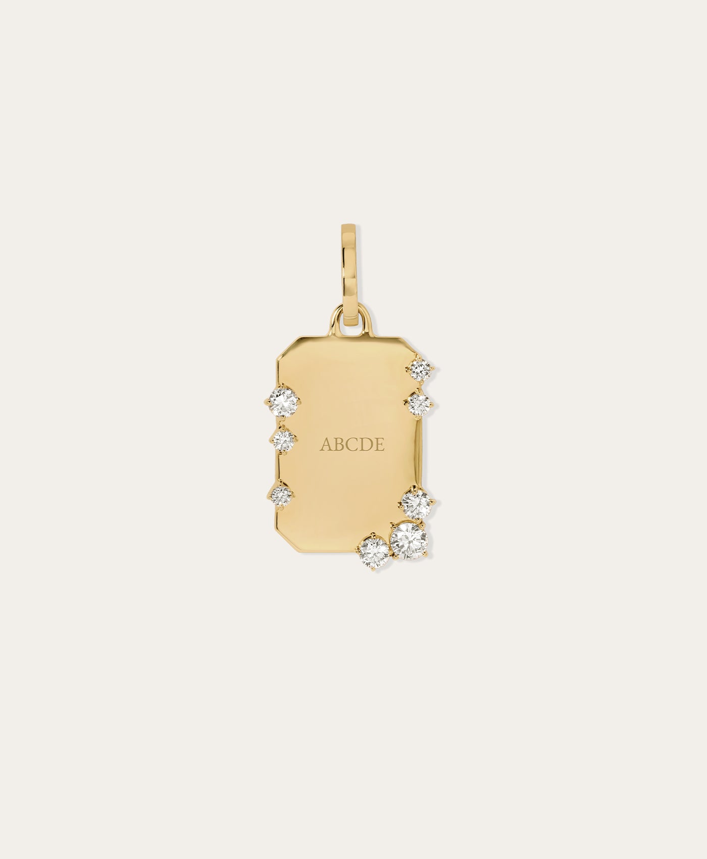 Diamond Dog Tag Hinged Charm - Lab Grown