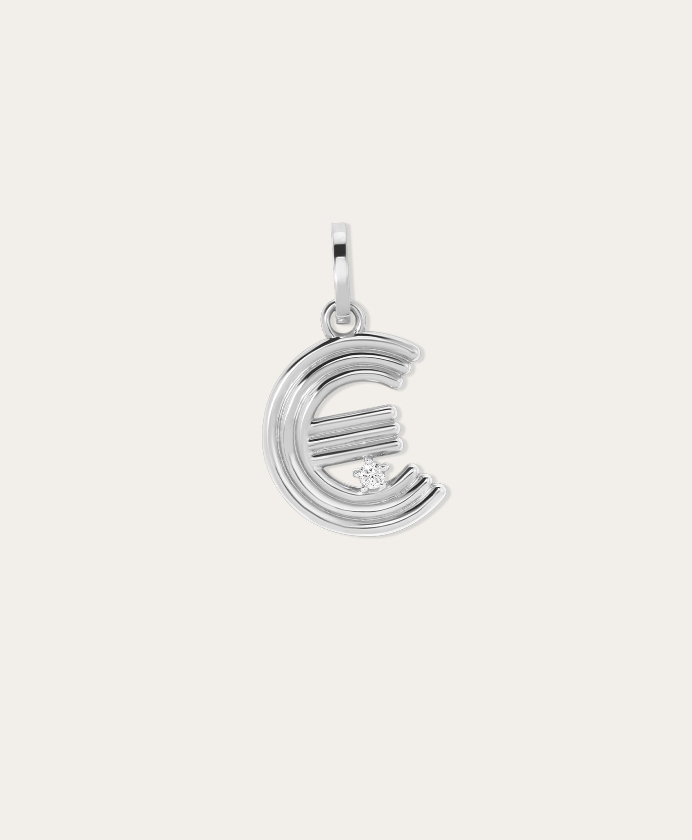 Groovy Diamond Initial Hinged Charm in Sterling Silver