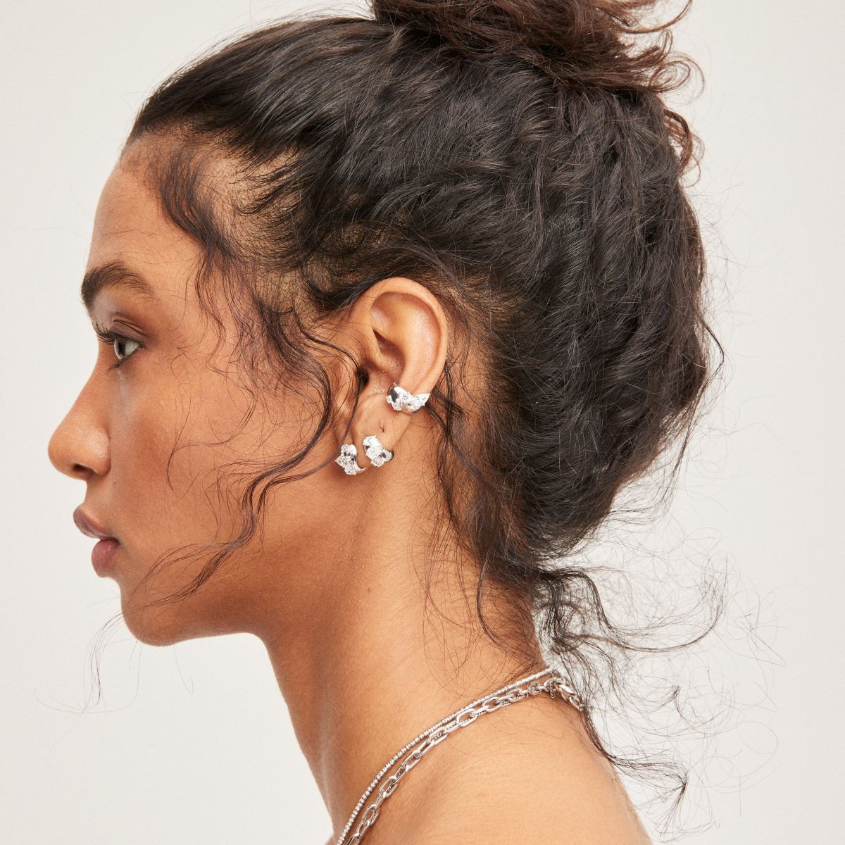 Wide Diamond Ear Cuff in Sterling Silver - Lab Grown