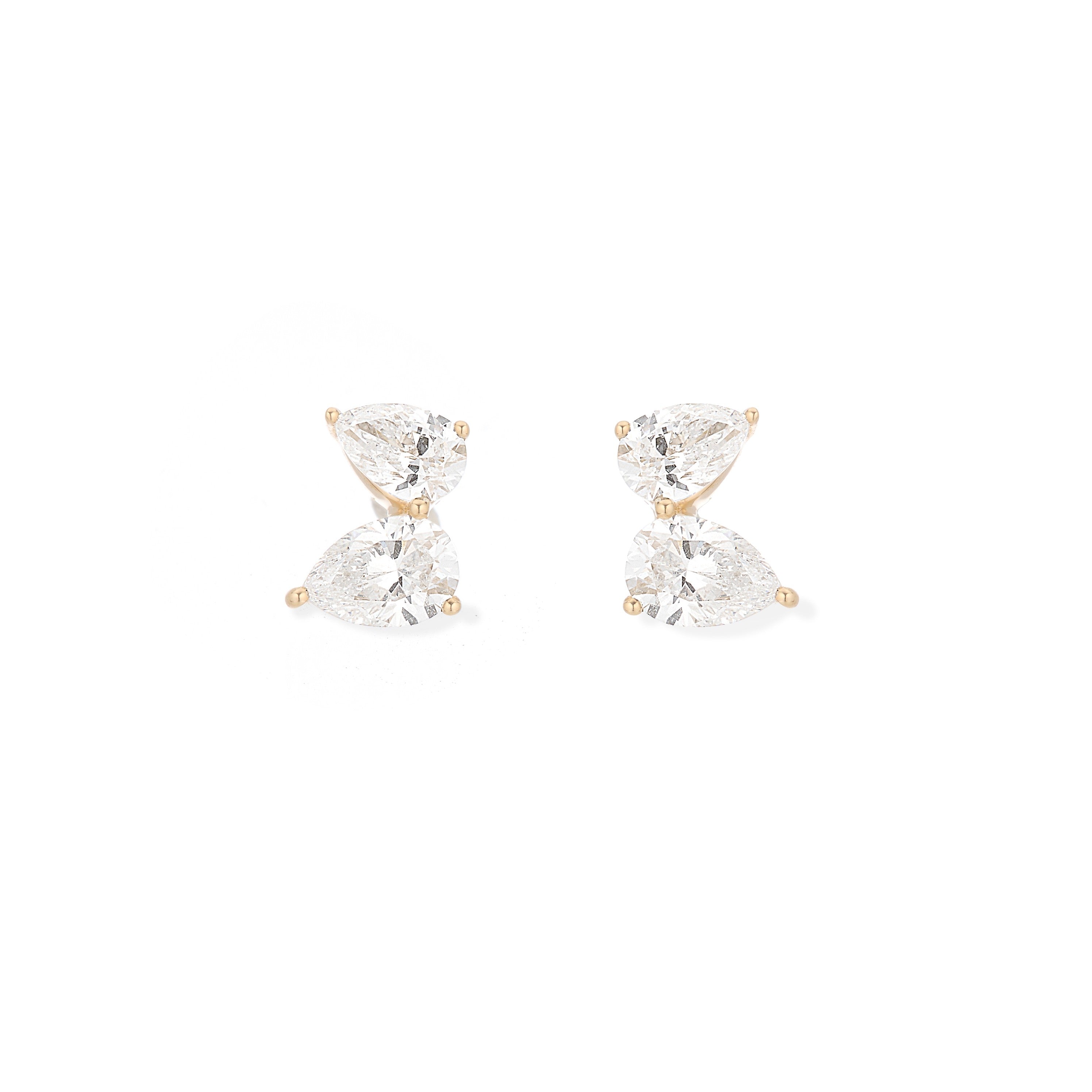 2 Diamond Petal Posts - Lab Grown
