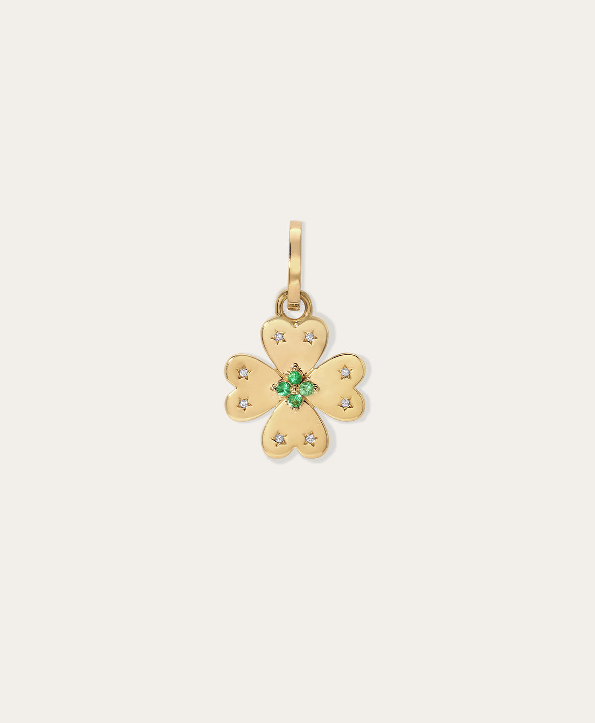 Emerald + Diamond Clover Hinged Charm