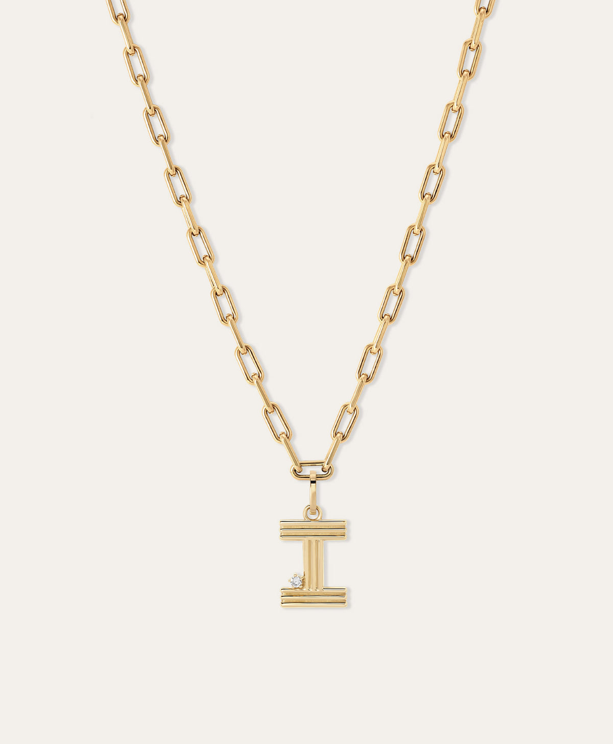 4mm Groovy Italian Chain Initial Necklace