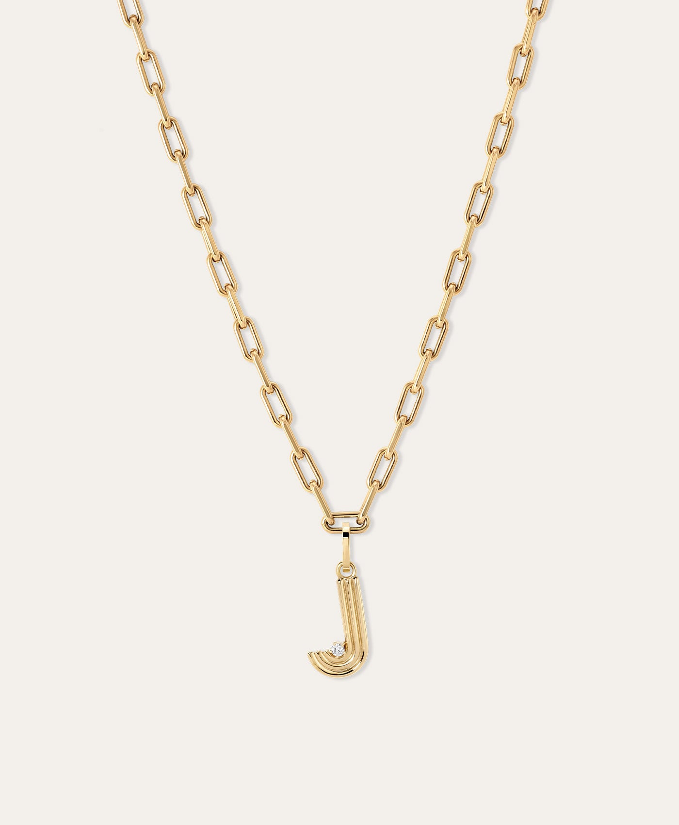 4mm Groovy Italian Chain Initial Necklace
