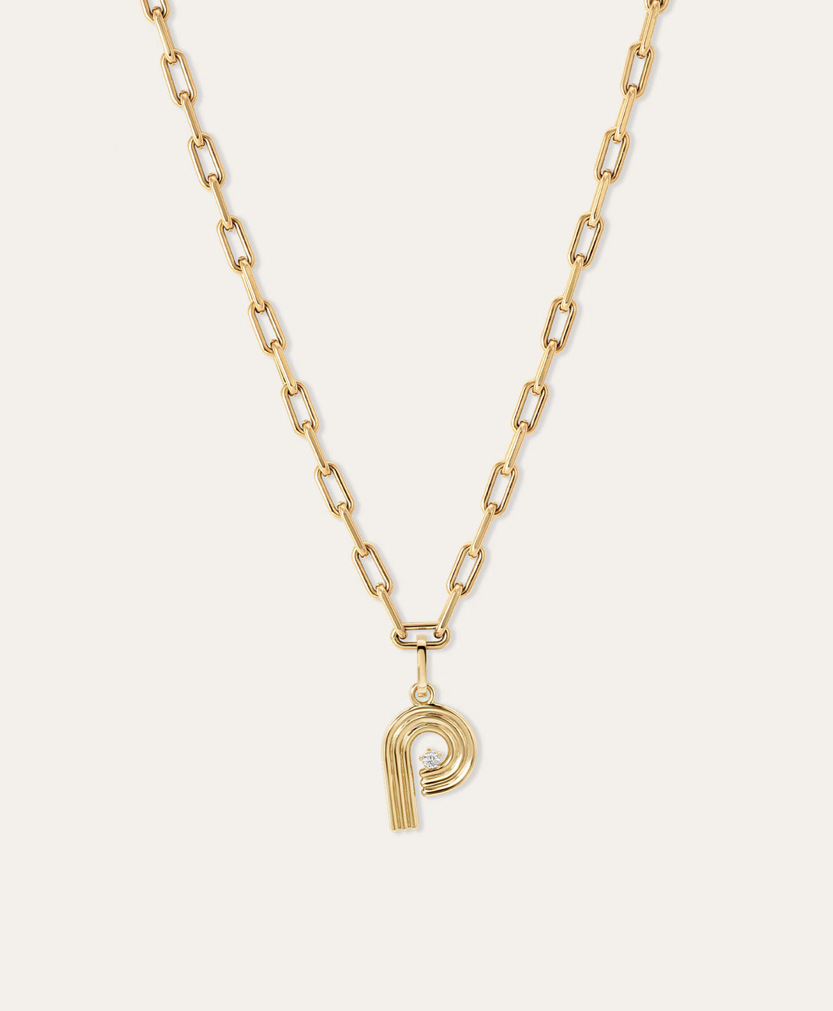 4mm Groovy Italian Chain Initial Necklace