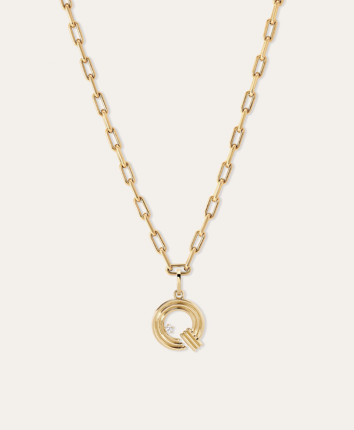4mm Groovy Italian Chain Initial Necklace