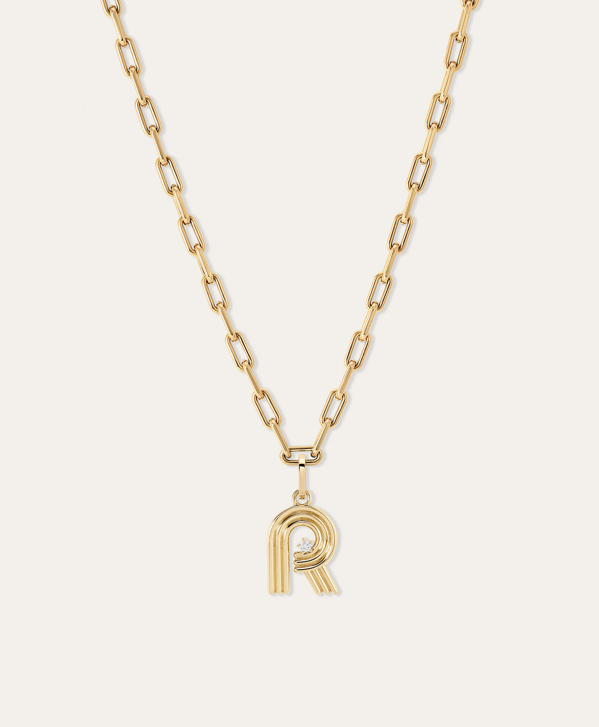 4mm Groovy Italian Chain Initial Necklace