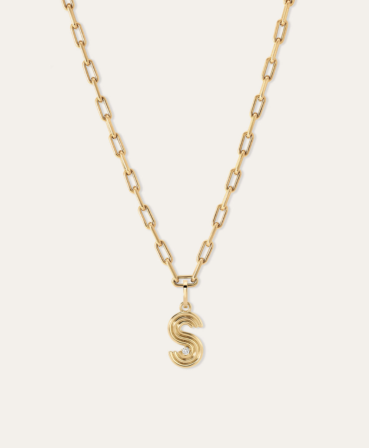 4mm Groovy Italian Chain Initial Necklace