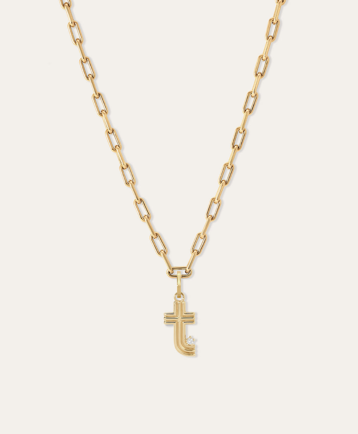 4mm Groovy Italian Chain Initial Necklace
