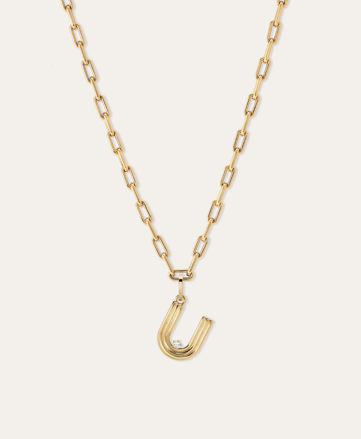 4mm Groovy Italian Chain Initial Necklace