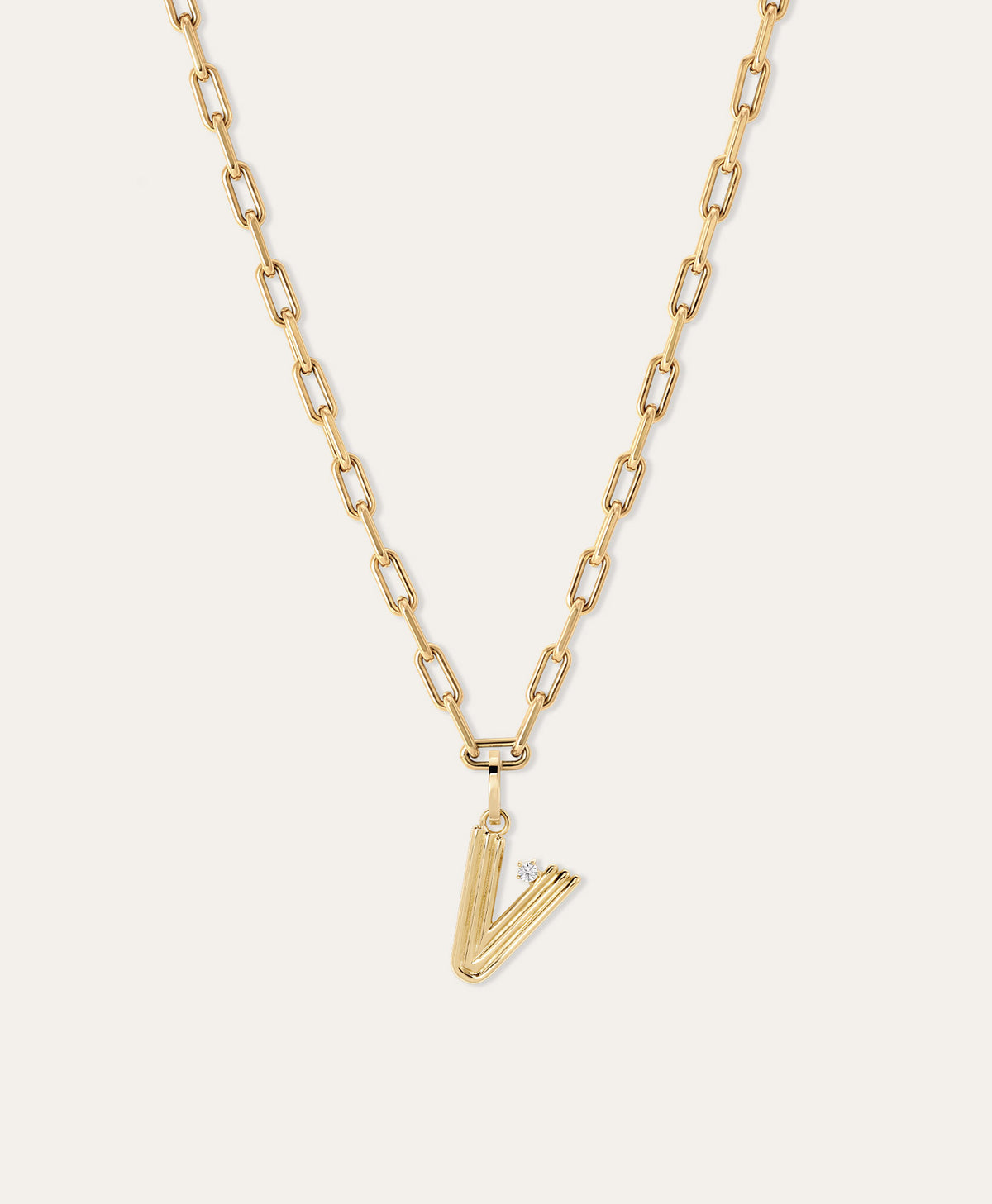 4mm Groovy Italian Chain Initial Necklace