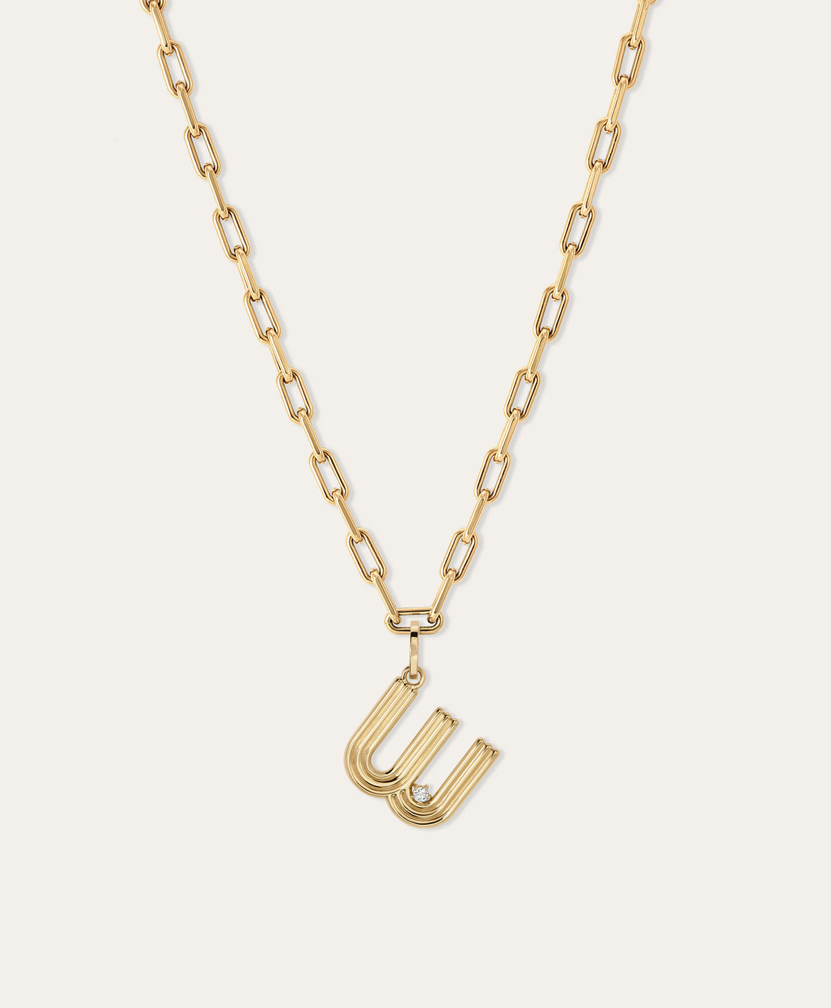 4mm Groovy Italian Chain Initial Necklace