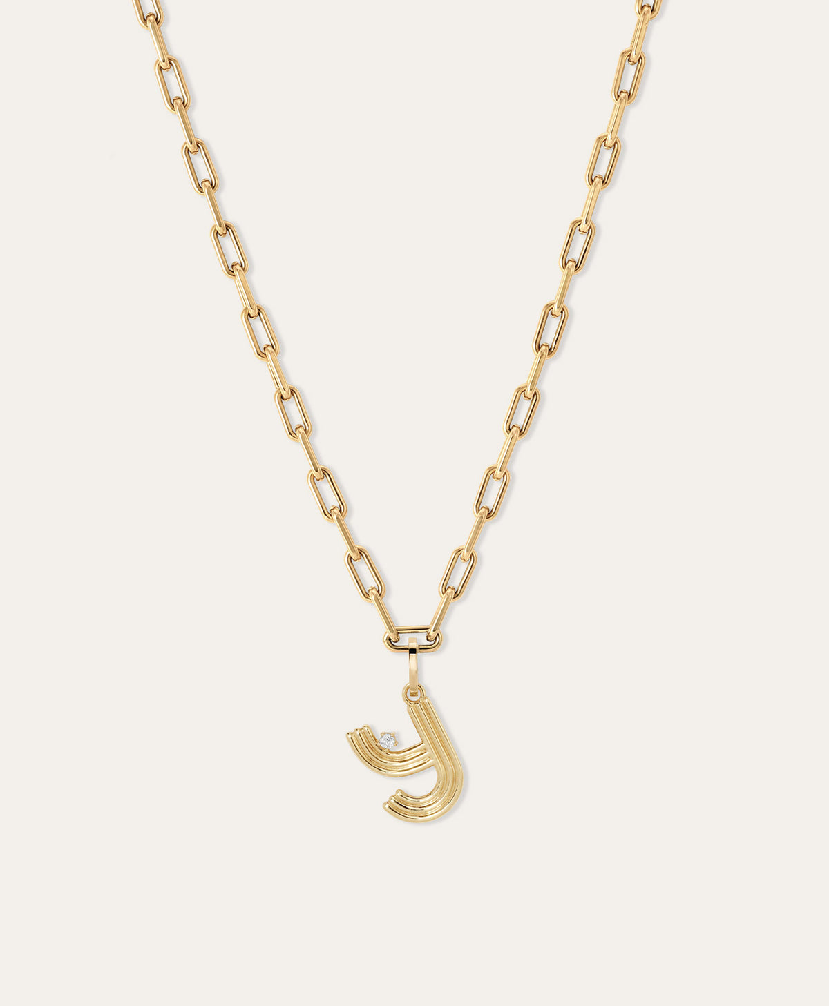 4mm Groovy Italian Chain Initial Necklace