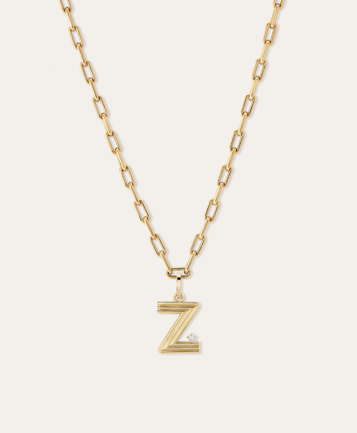 4mm Groovy Italian Chain Initial Necklace