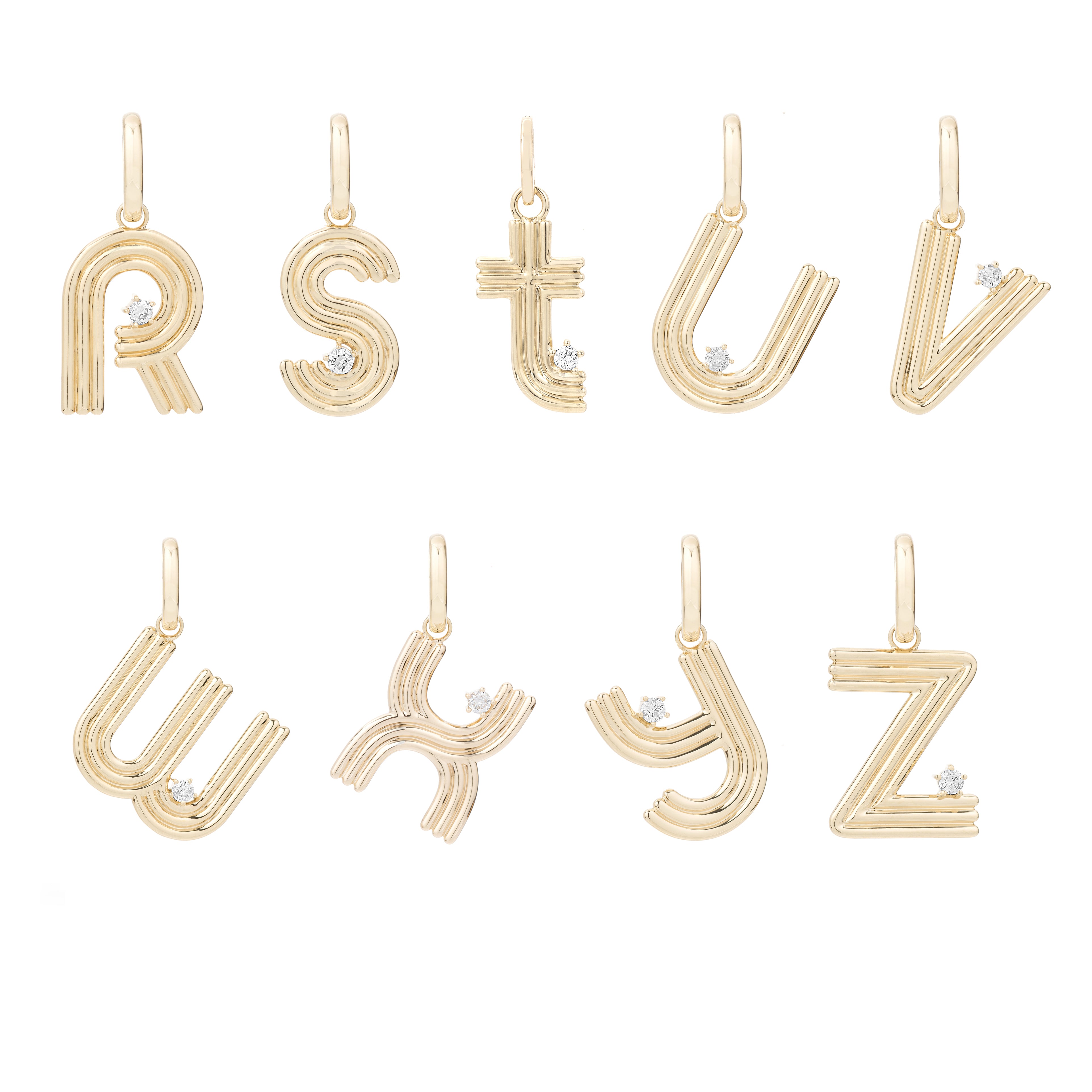 7mm Groovy Italian Chain Initial Necklace