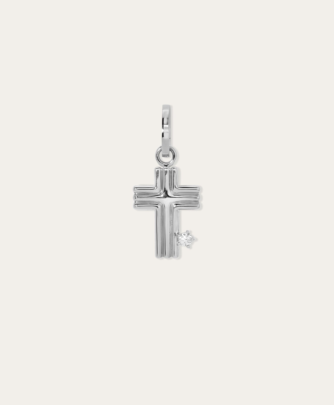 Groovy Cross Hinged Charm in Sterling Silver