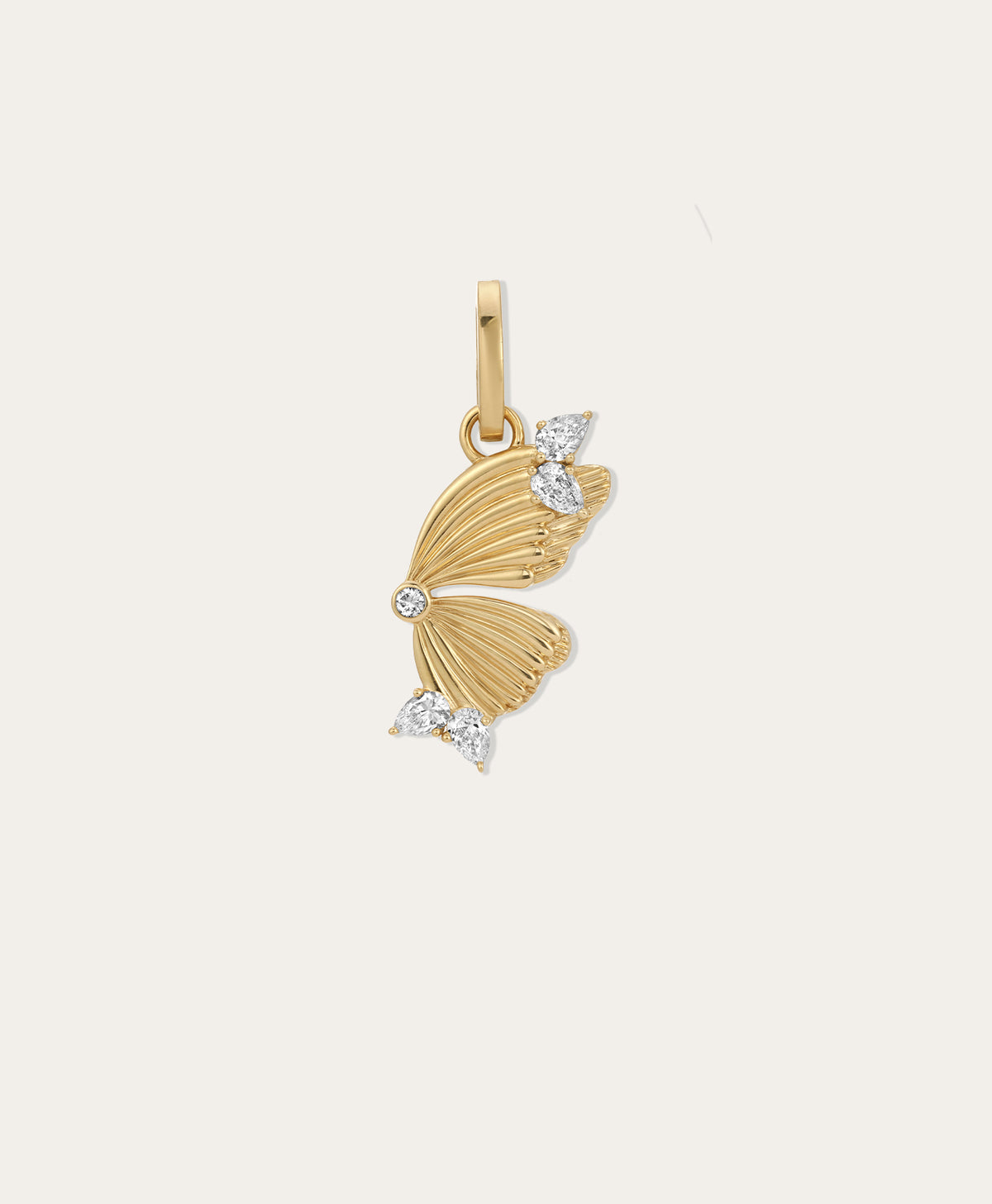 Groovy Diamond Butterfly Wing Hinged Charm