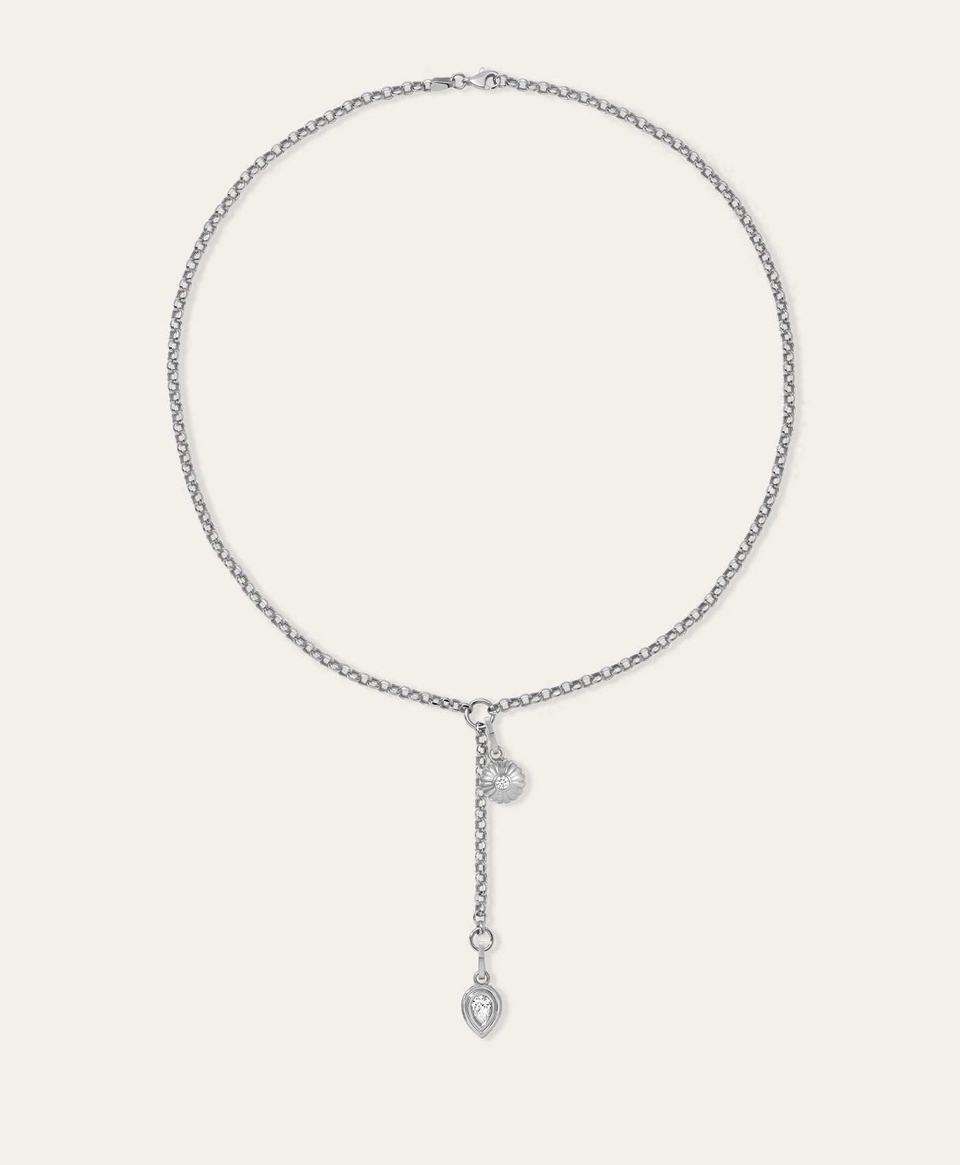 Groovy Diamond Duo Lariat in Sterling Silver - Lab Grown