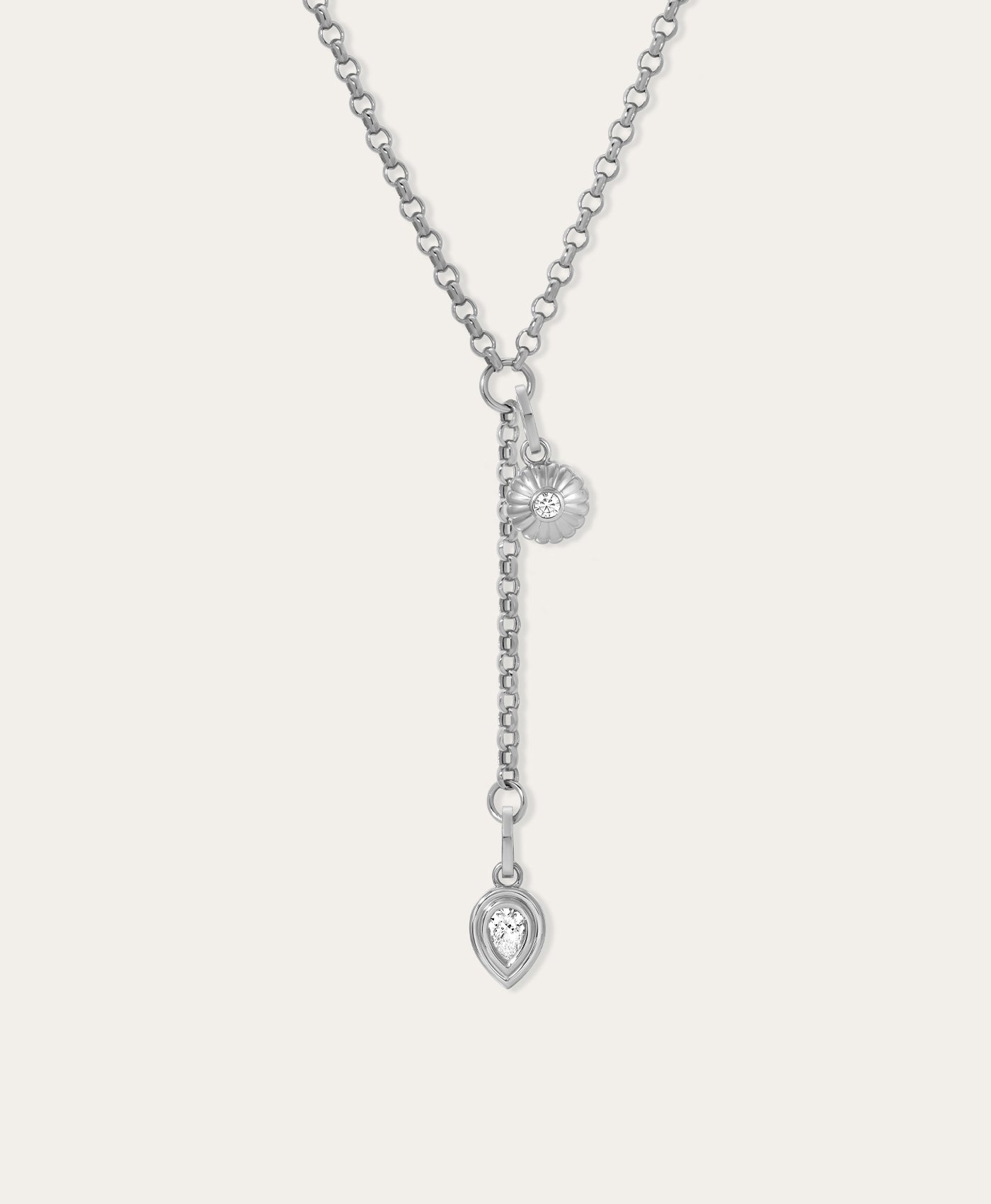 Groovy Diamond Duo Lariat in Sterling Silver - Lab Grown