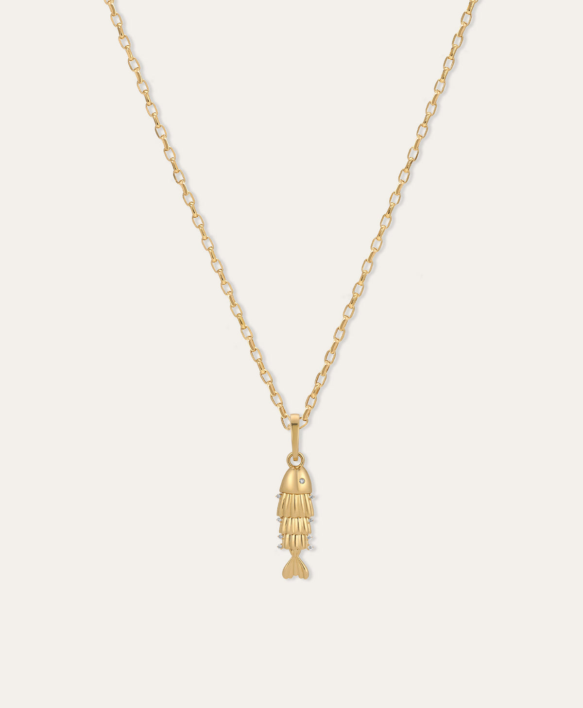 Groovy Diamond Fish Charm Necklace