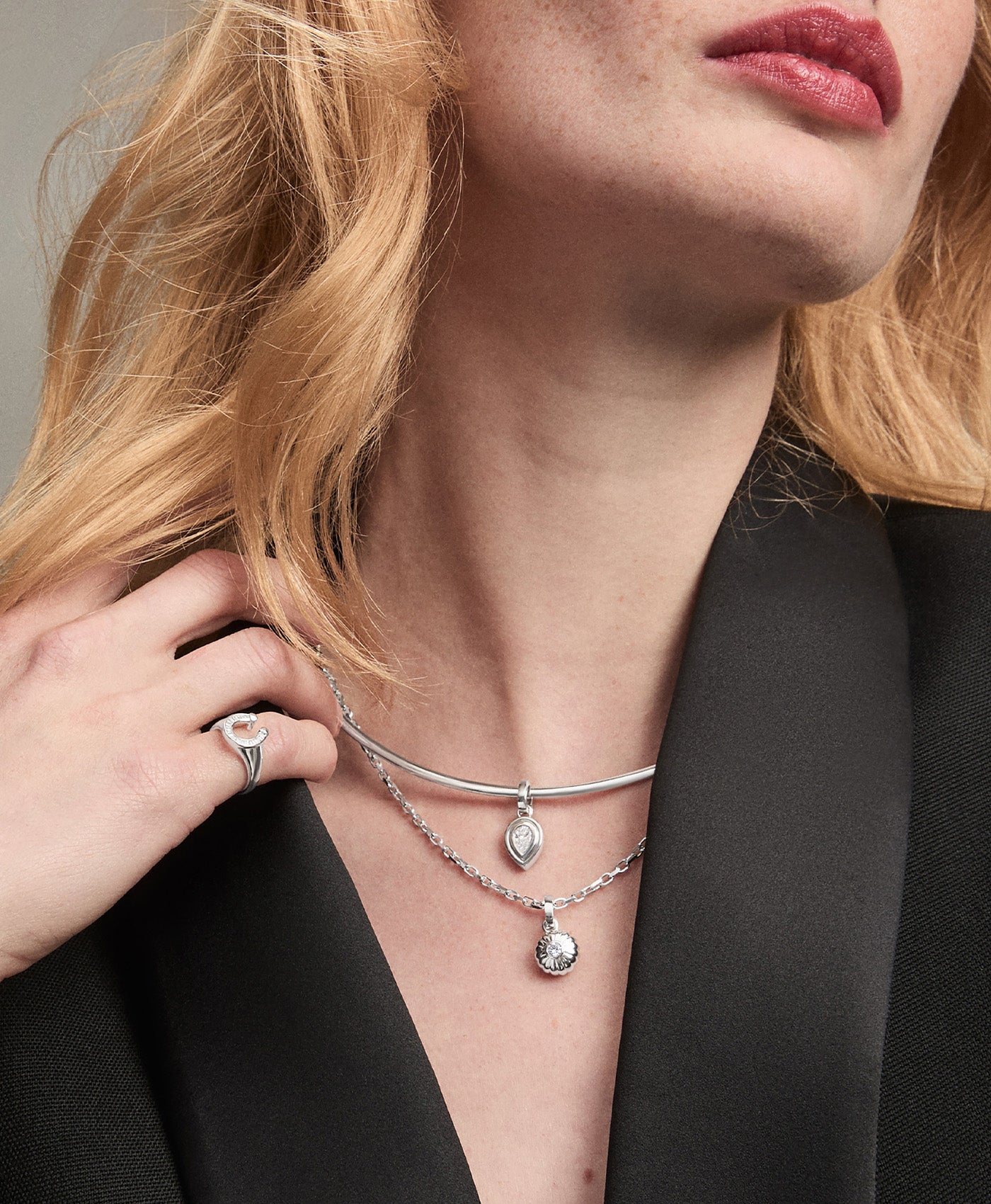 Groovy Diamond Flower Hinged Charm in Sterling Silver - Lab Grown