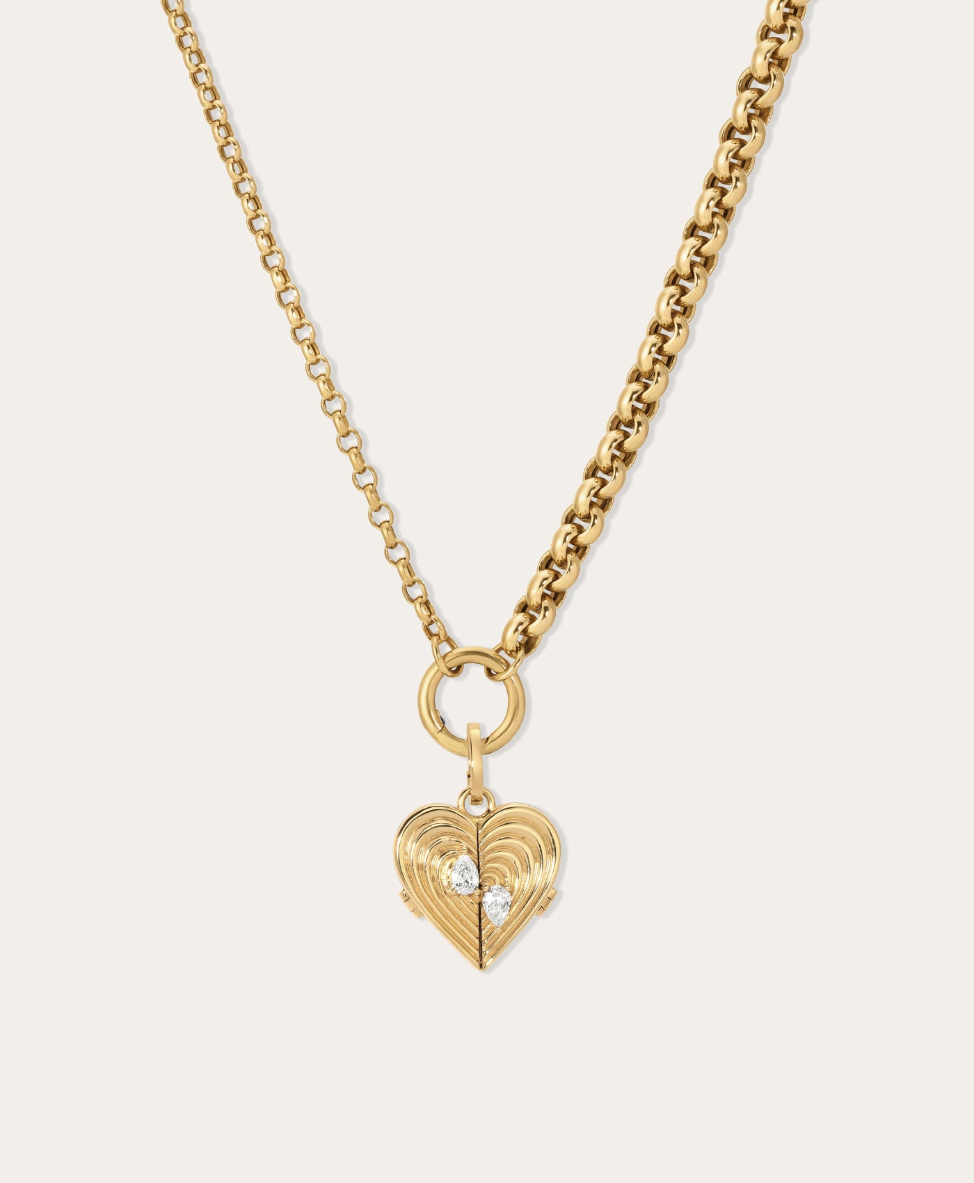 Groovy Diamond Heart Locket Charm Necklace